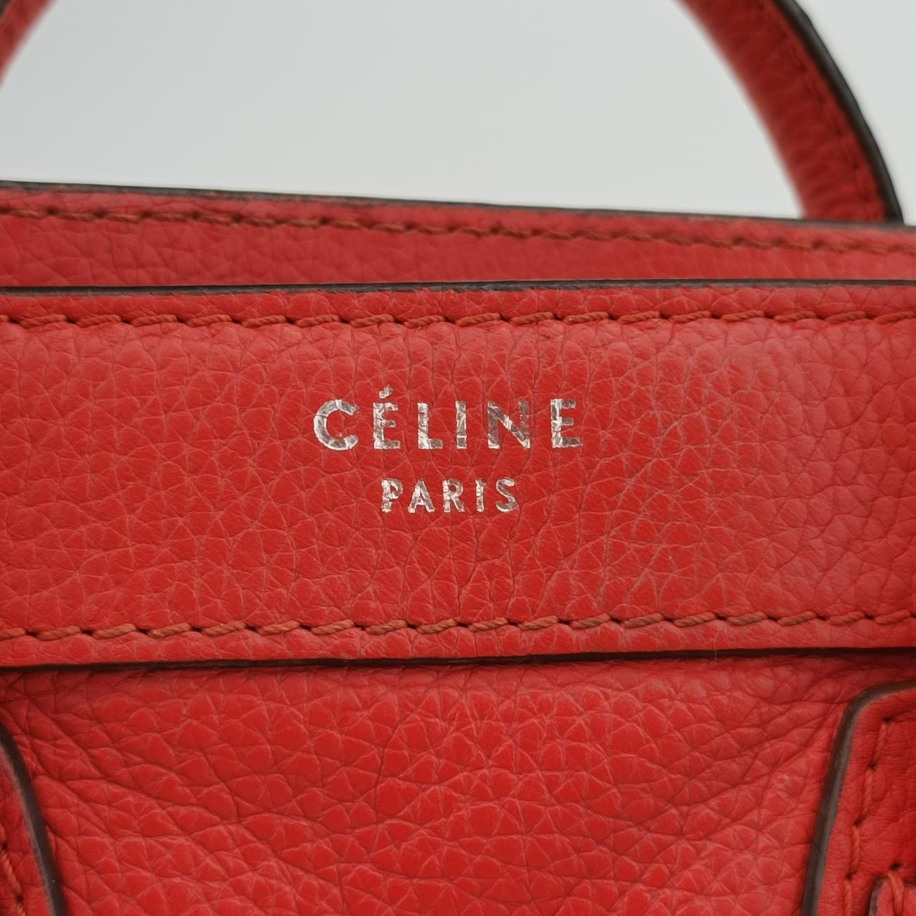 Pre-owned Celine luggage nano shopper Orange leather  shoulderbag | stylenewstar