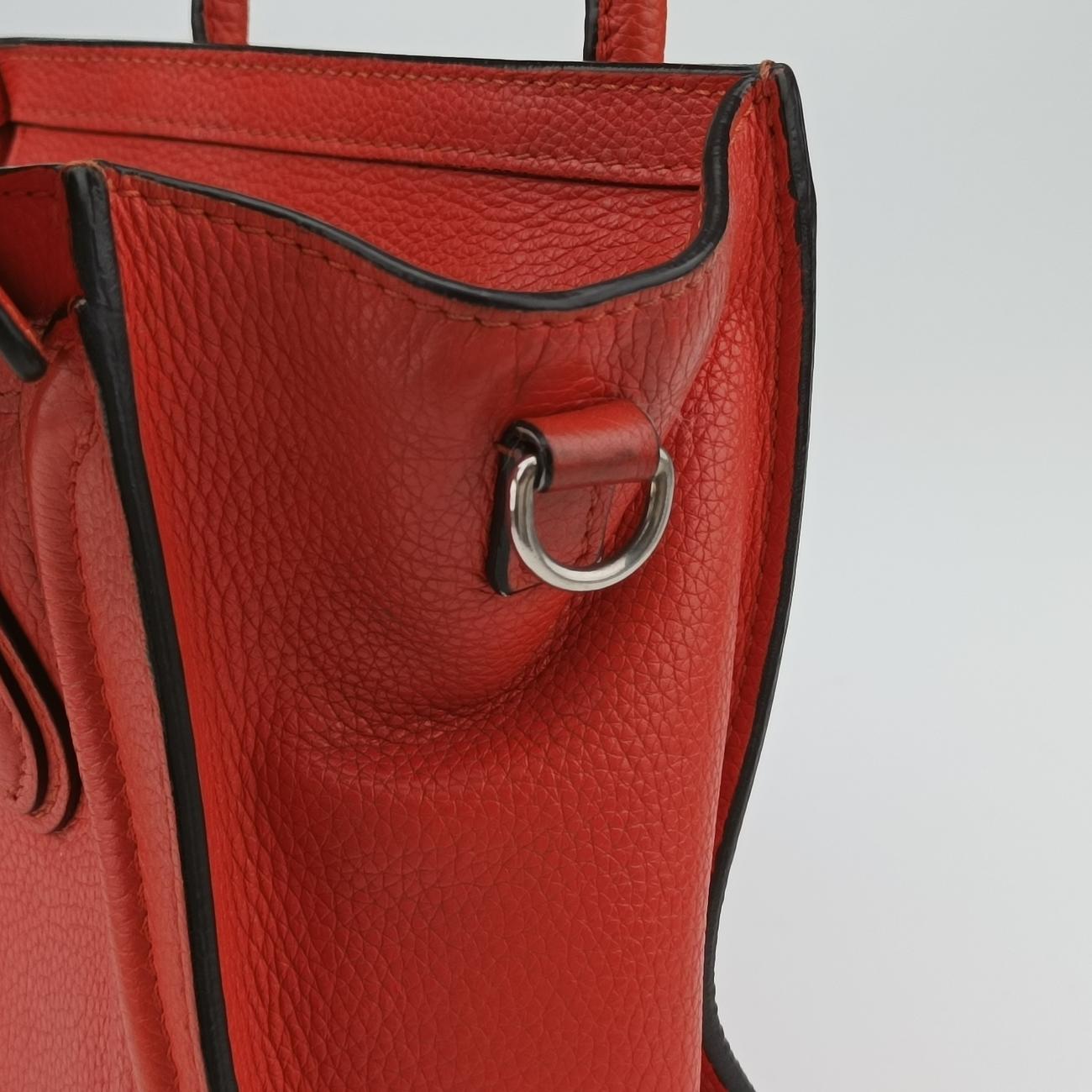 Pre-owned Celine luggage nano shopper Orange leather  shoulderbag | stylenewstar