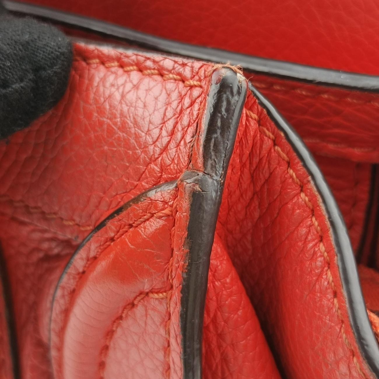 Pre-owned Celine luggage nano shopper Orange leather  shoulderbag | stylenewstar