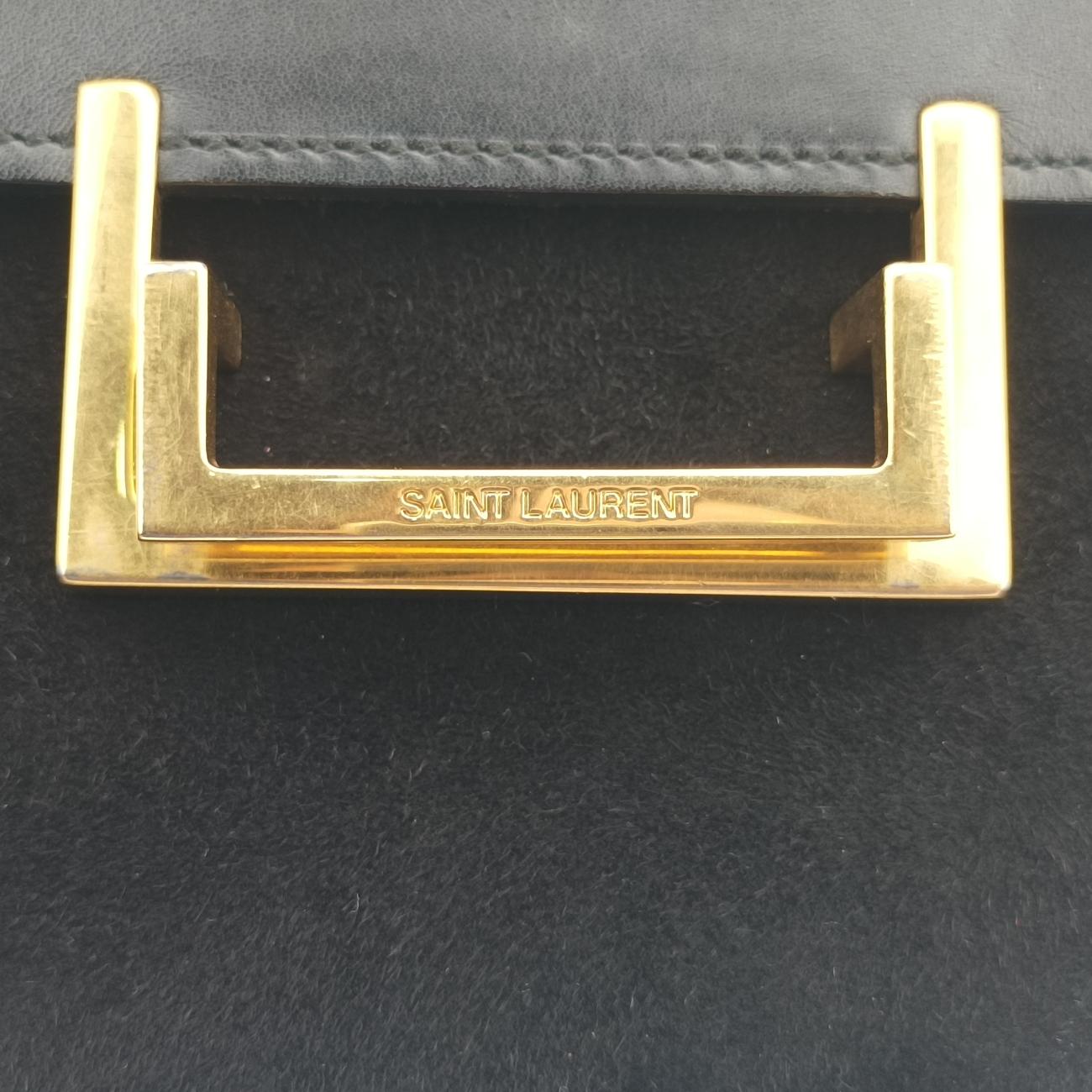 Pre-owned Yves Saint Laurent Classic Lulu Black Suede x leather 318025 shoulderbag | stylenewstar