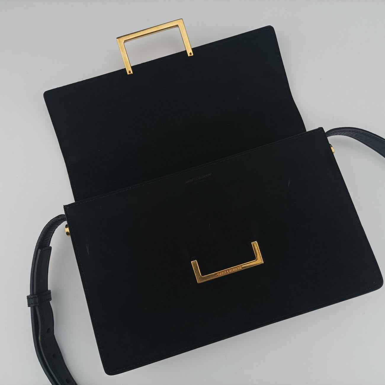 Pre-owned Yves Saint Laurent Classic Lulu Black Suede x leather 318025 shoulderbag | stylenewstar