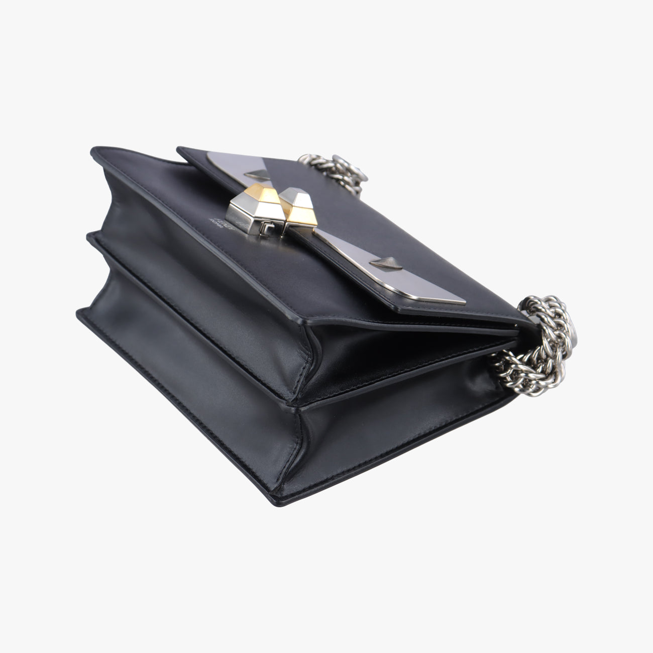 Pre-owned Fendi studded Kan I Black Leather 8M0381 shoulderbag | stylenewstar