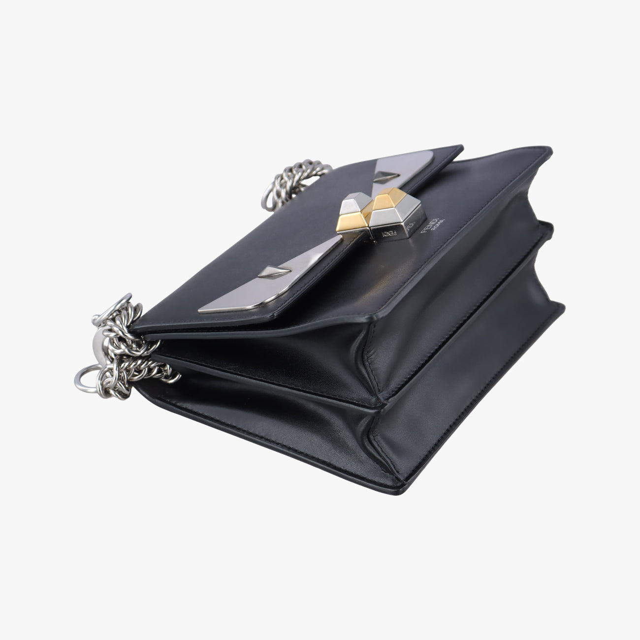 Pre-owned Fendi studded Kan I Black Leather 8M0381 shoulderbag | stylenewstar