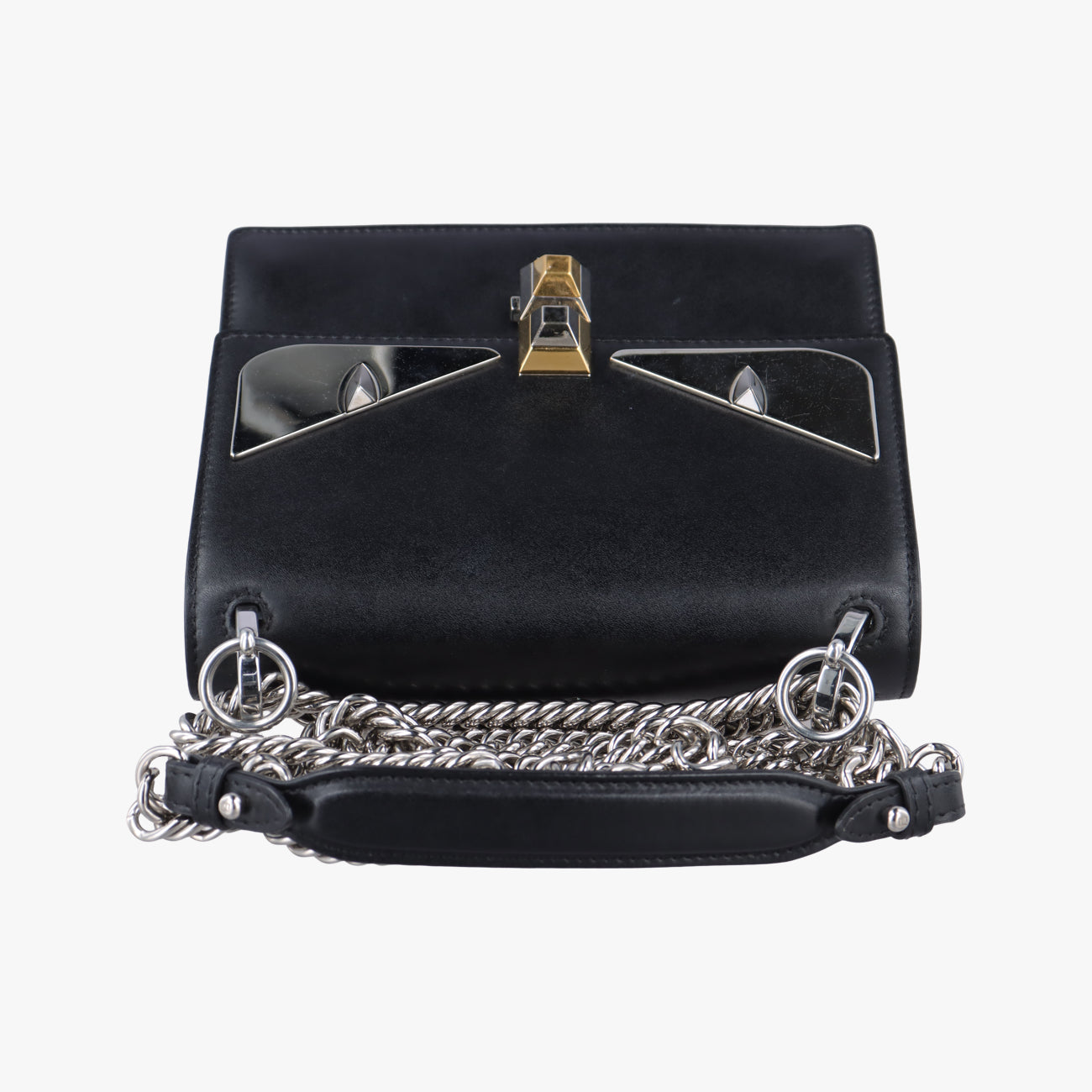 Pre-owned Fendi studded Kan I Black Leather 8M0381 shoulderbag | stylenewstar