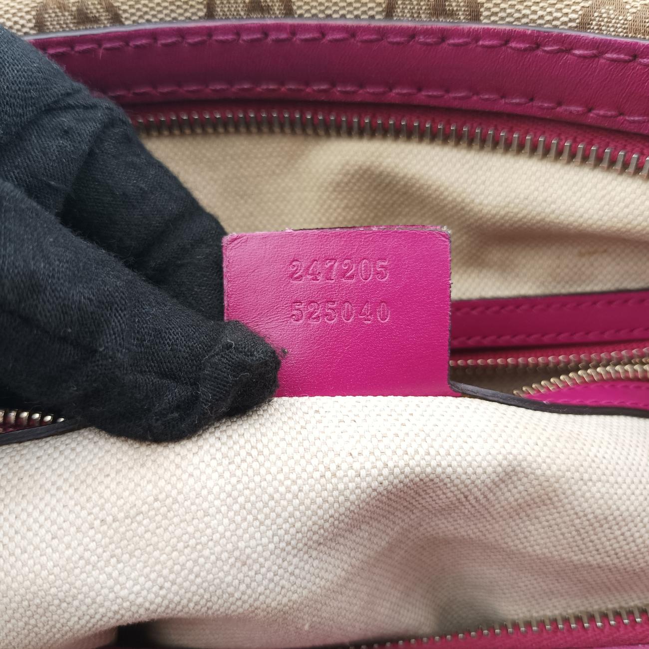 Secondhand Gucci Sherry Line Beige×Rose red canvas x leather 247205 shoulderbag | stylenewstar