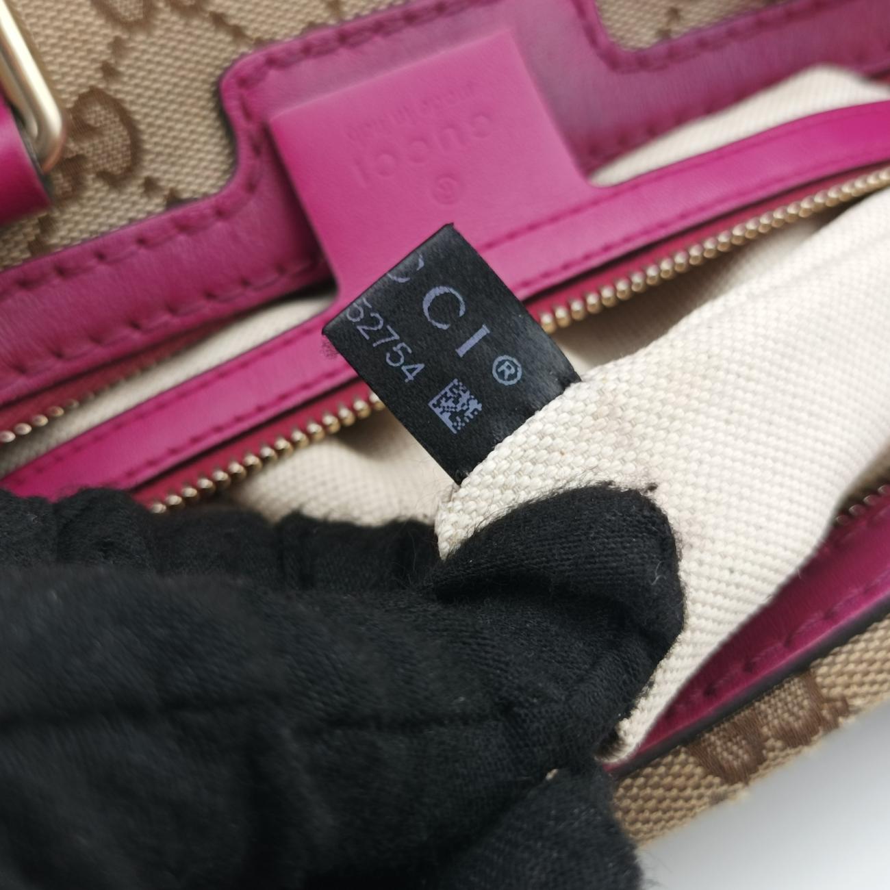 Secondhand Gucci Sherry Line Beige×Rose red canvas x leather 247205 shoulderbag | stylenewstar