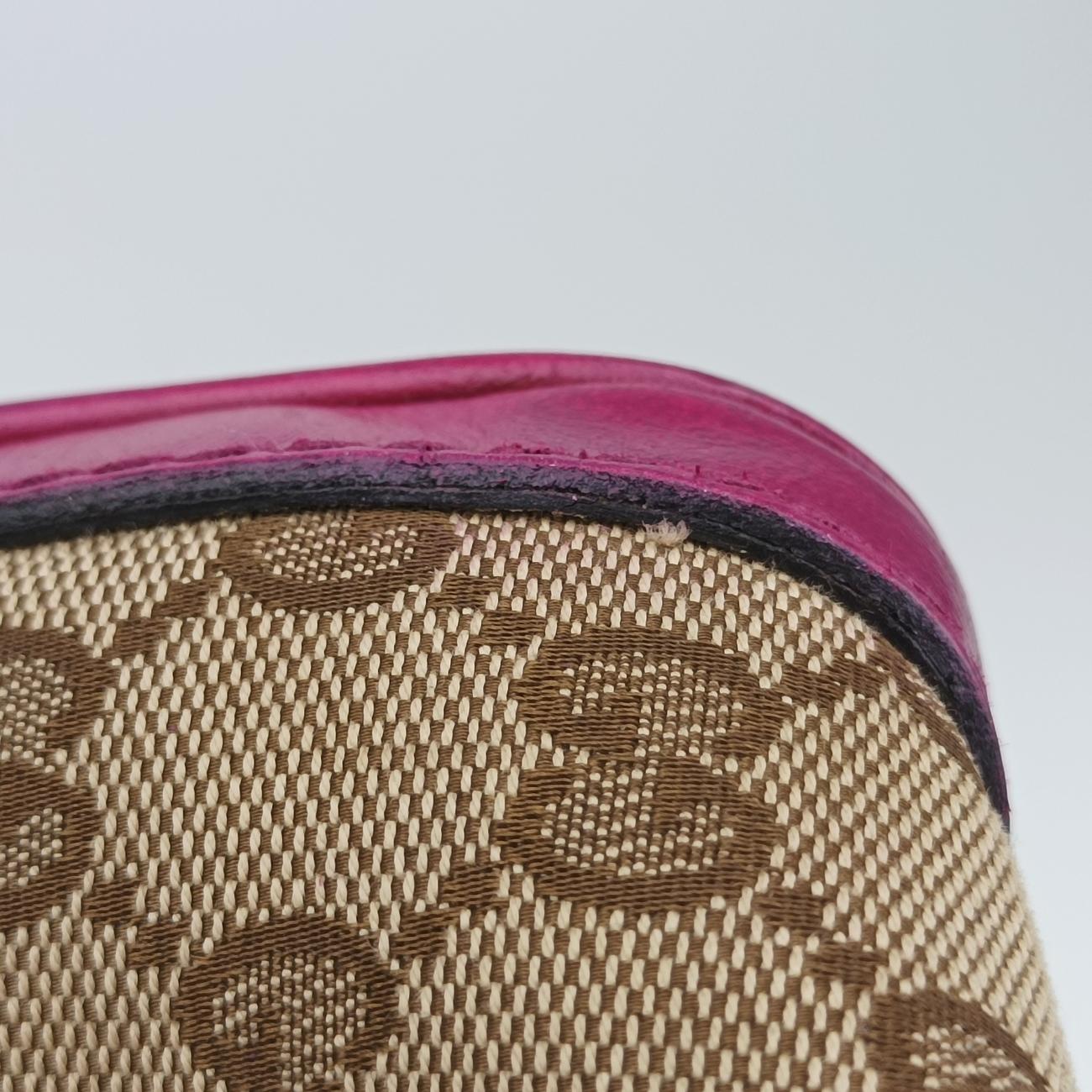 Secondhand Gucci Sherry Line Beige×Rose red canvas x leather 247205 shoulderbag | stylenewstar