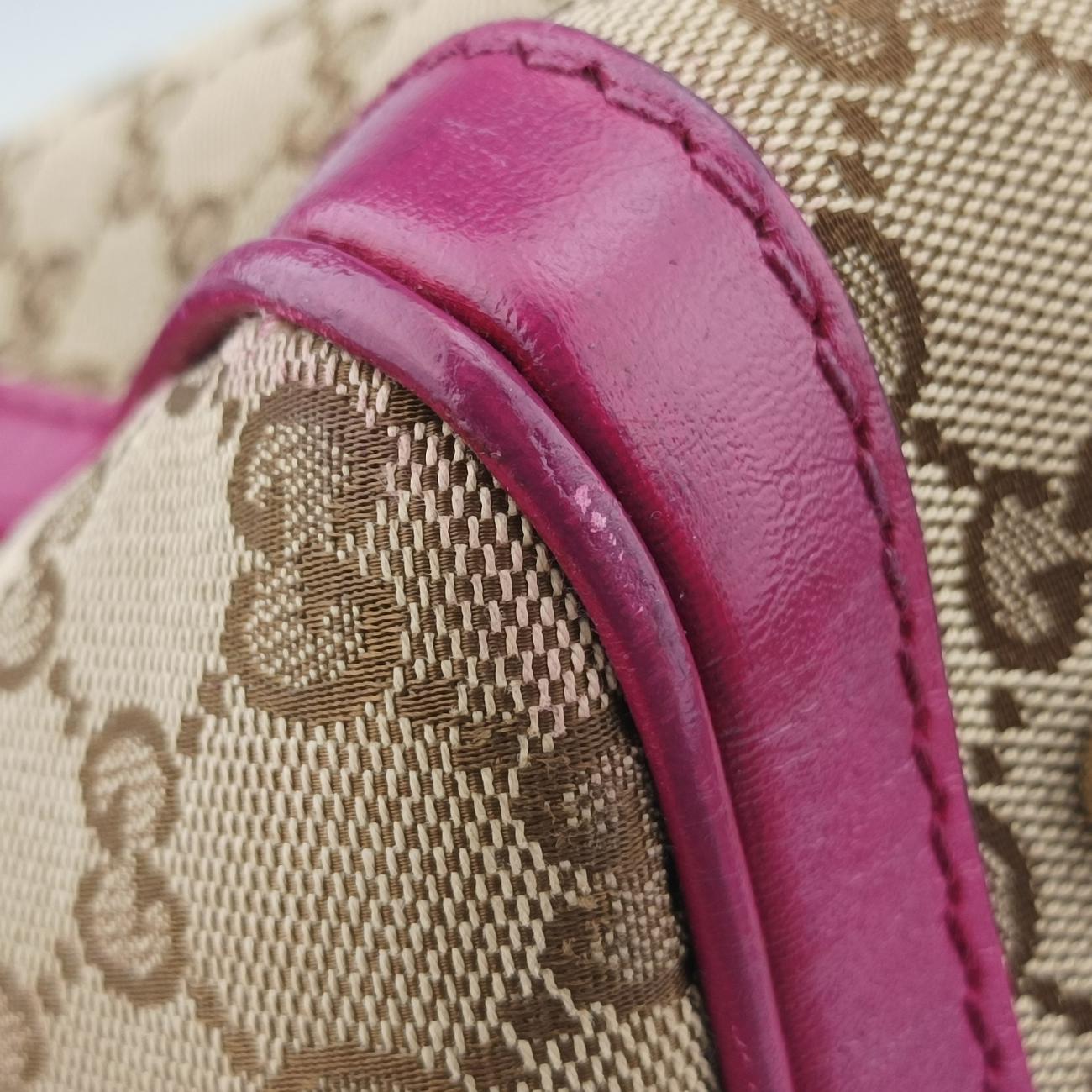 Secondhand Gucci Sherry Line Beige×Rose red canvas x leather 247205 shoulderbag | stylenewstar