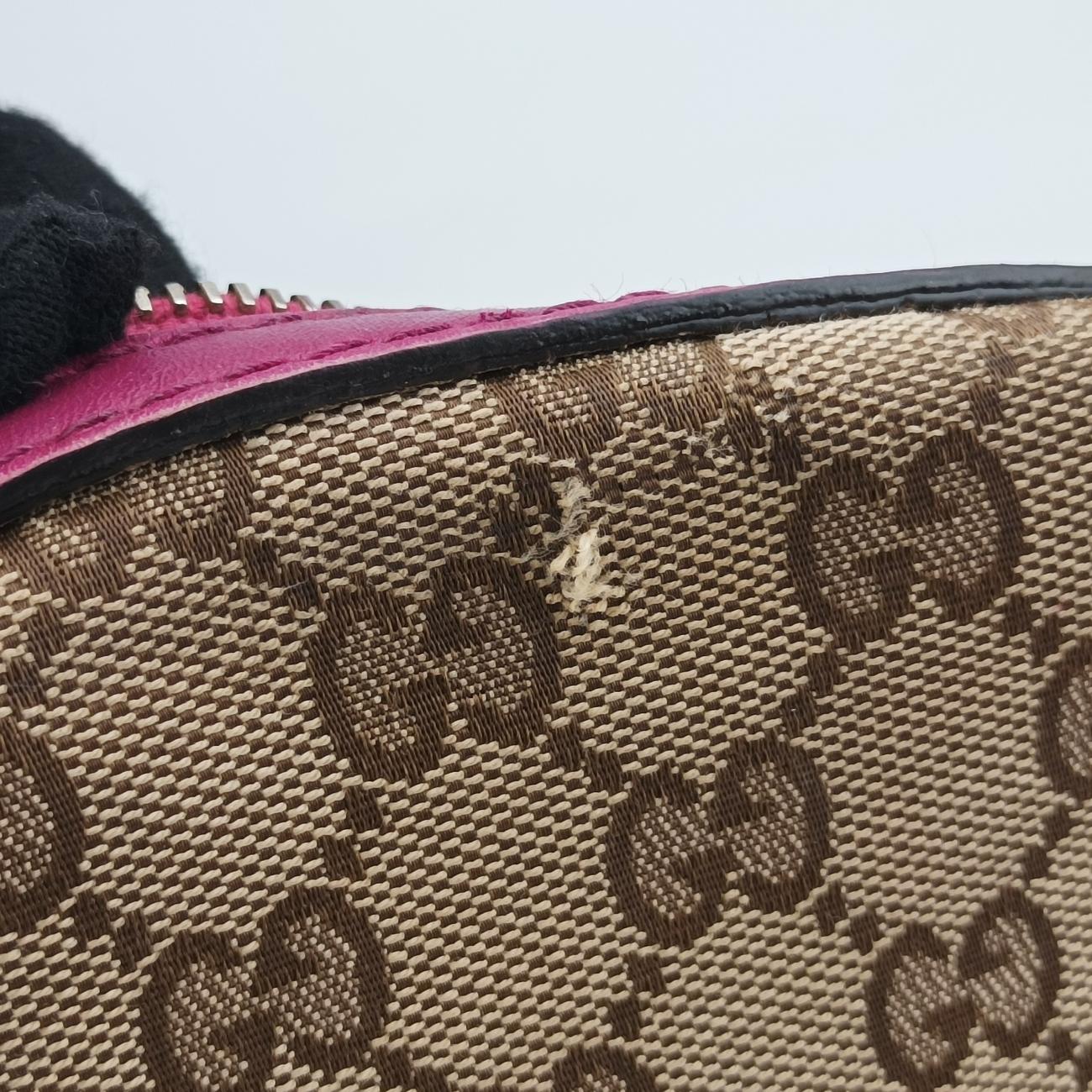 Secondhand Gucci Sherry Line Beige×Rose red canvas x leather 247205 shoulderbag | stylenewstar