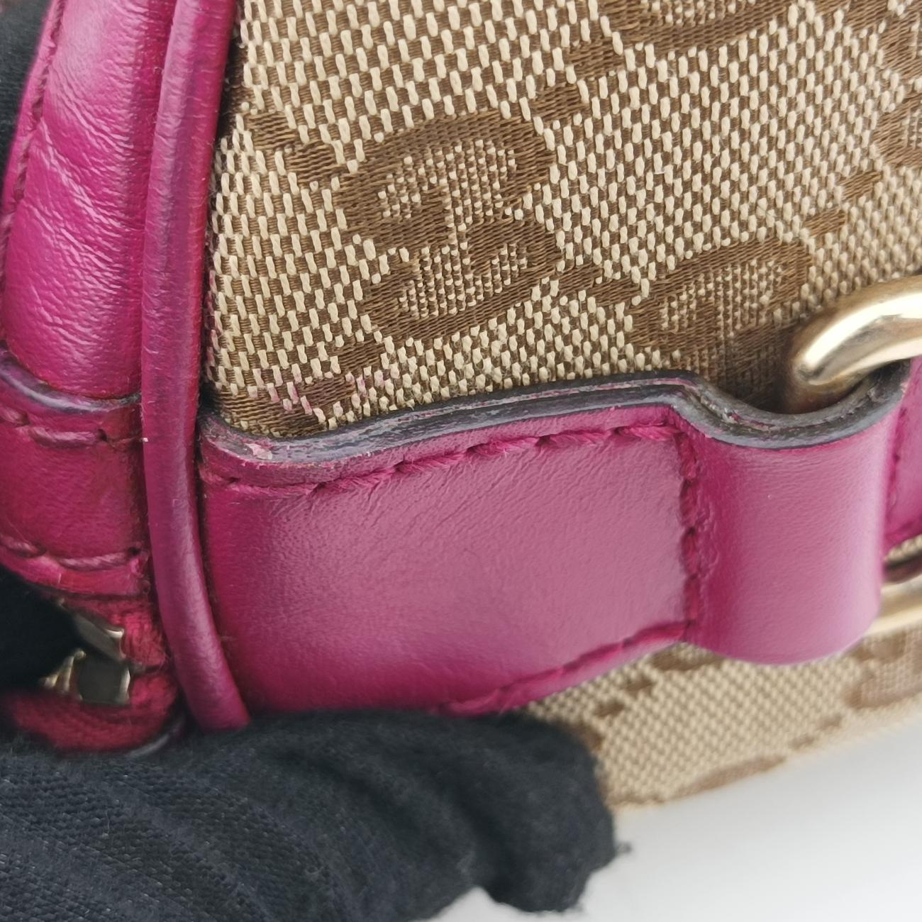 Secondhand Gucci Sherry Line Beige×Rose red canvas x leather 247205 shoulderbag | stylenewstar