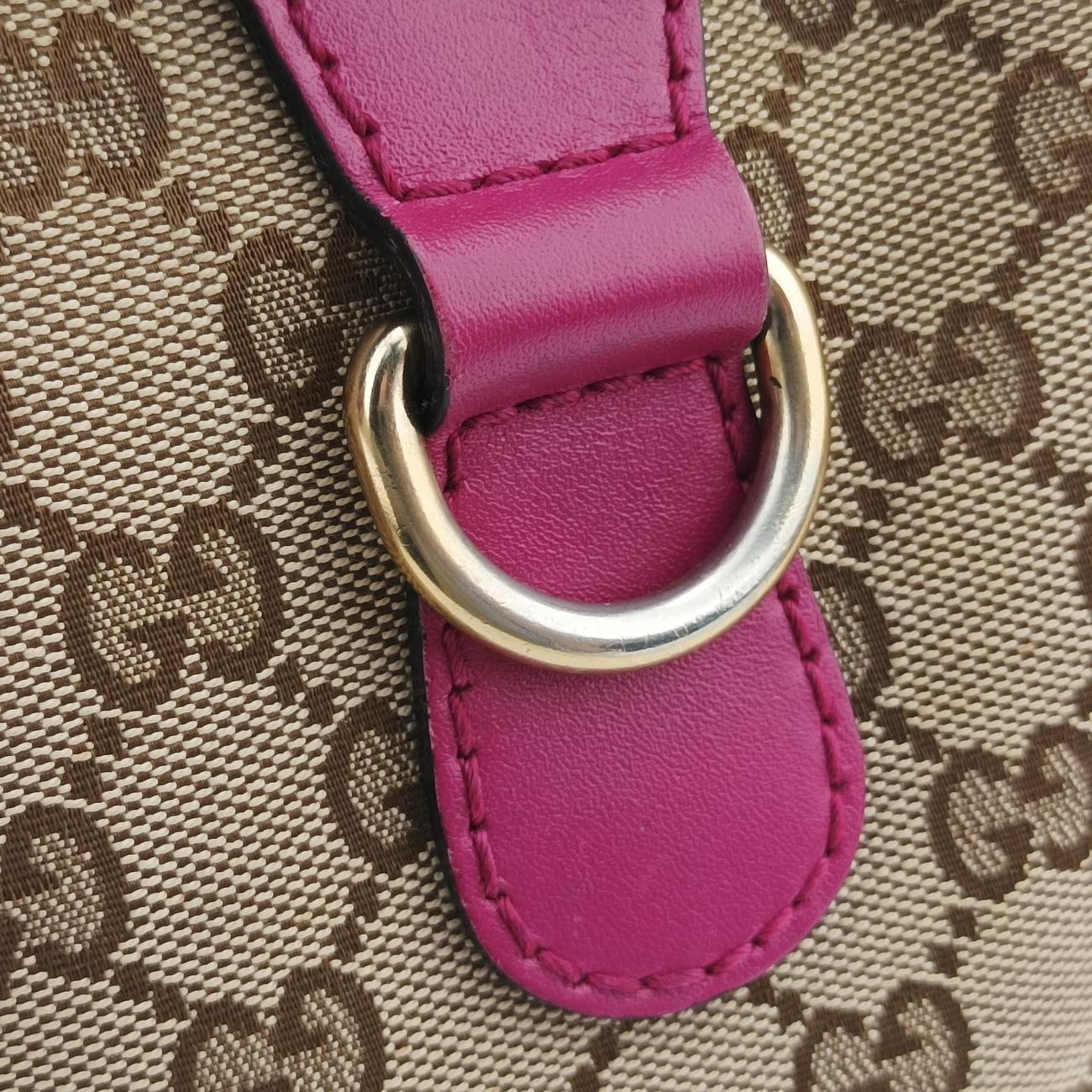 Secondhand Gucci Sherry Line Beige×Rose red canvas x leather 247205 shoulderbag | stylenewstar