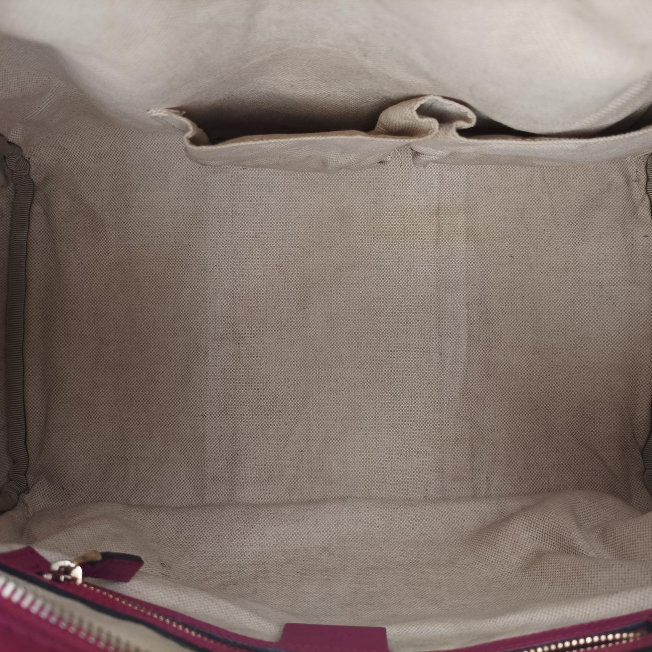 Secondhand Gucci Sherry Line Beige×Rose red canvas x leather 247205 shoulderbag | stylenewstar