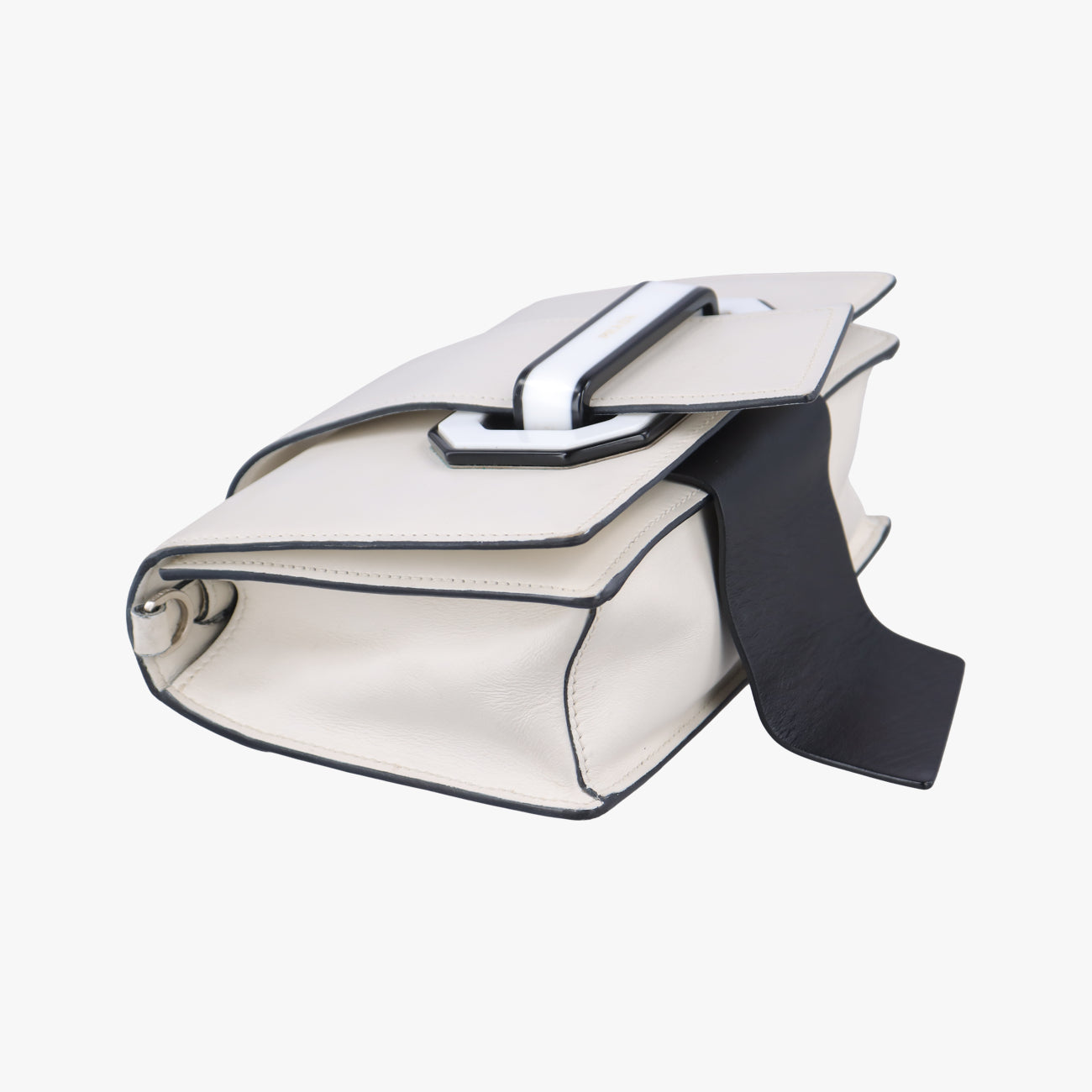 Secondhand Prada Plex ribbon White Leather 1BD067 shoulderbag | stylenewstar