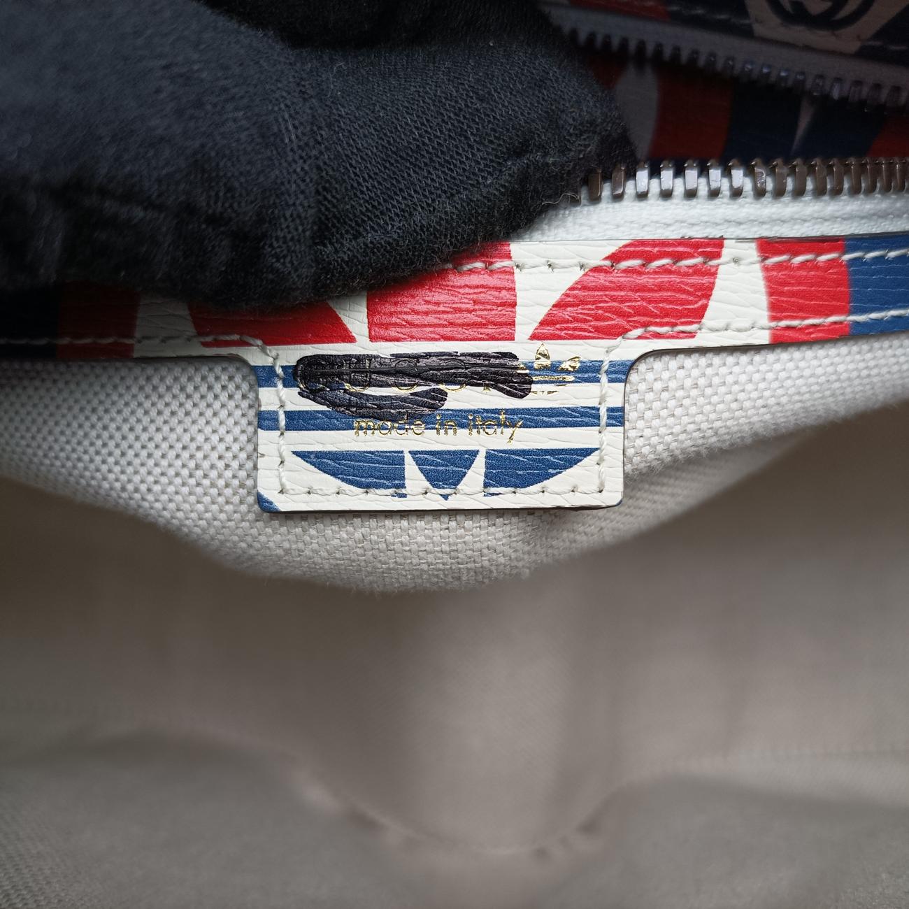 Pre-owned Gucci adidas collaboration mini duffel White x Red x Blue Leather 702397 shoulderbag | stylenewstar