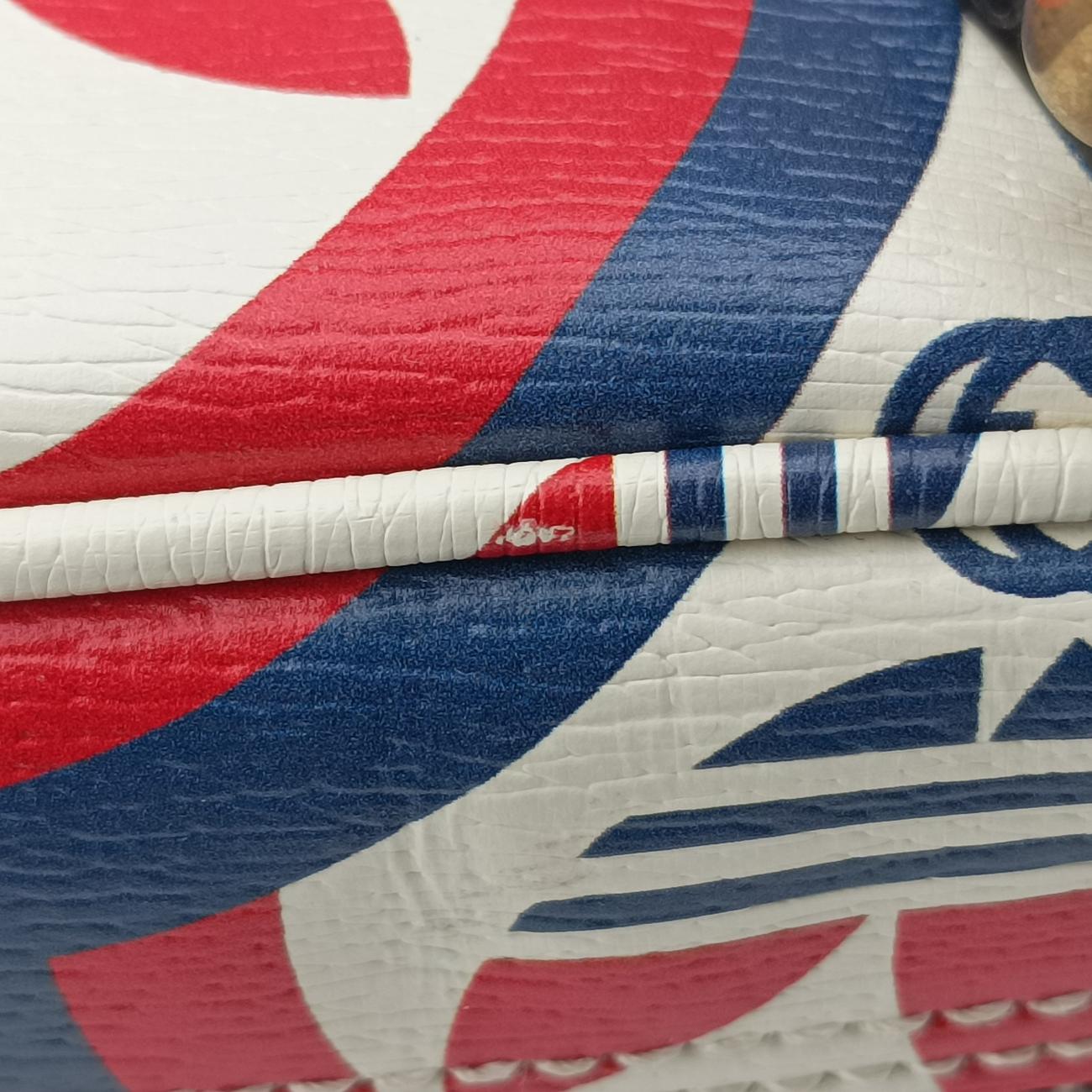 Pre-owned Gucci adidas collaboration mini duffel White x Red x Blue Leather 702397 shoulderbag | stylenewstar