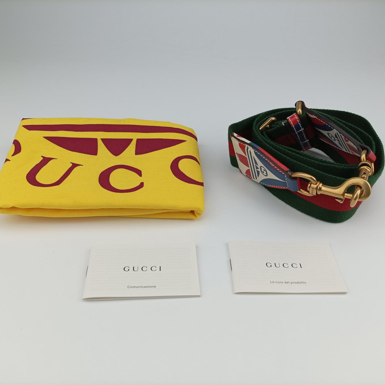 Pre-owned Gucci adidas collaboration mini duffel White x Red x Blue Leather 702397 shoulderbag | stylenewstar