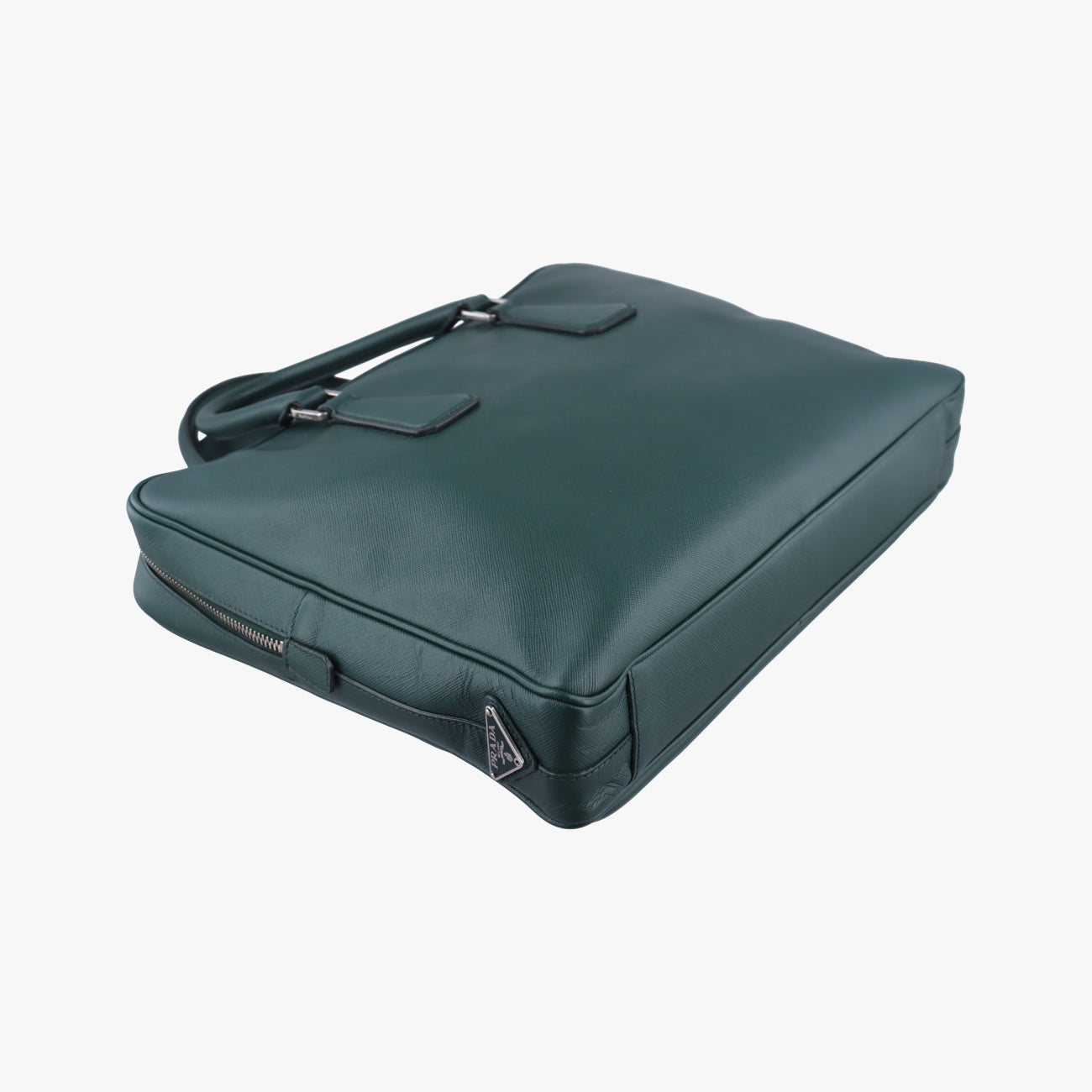 Secondhand Prada Briefcase Business Green SAFFIANO Leather 2VE363 handbag | stylenewstar