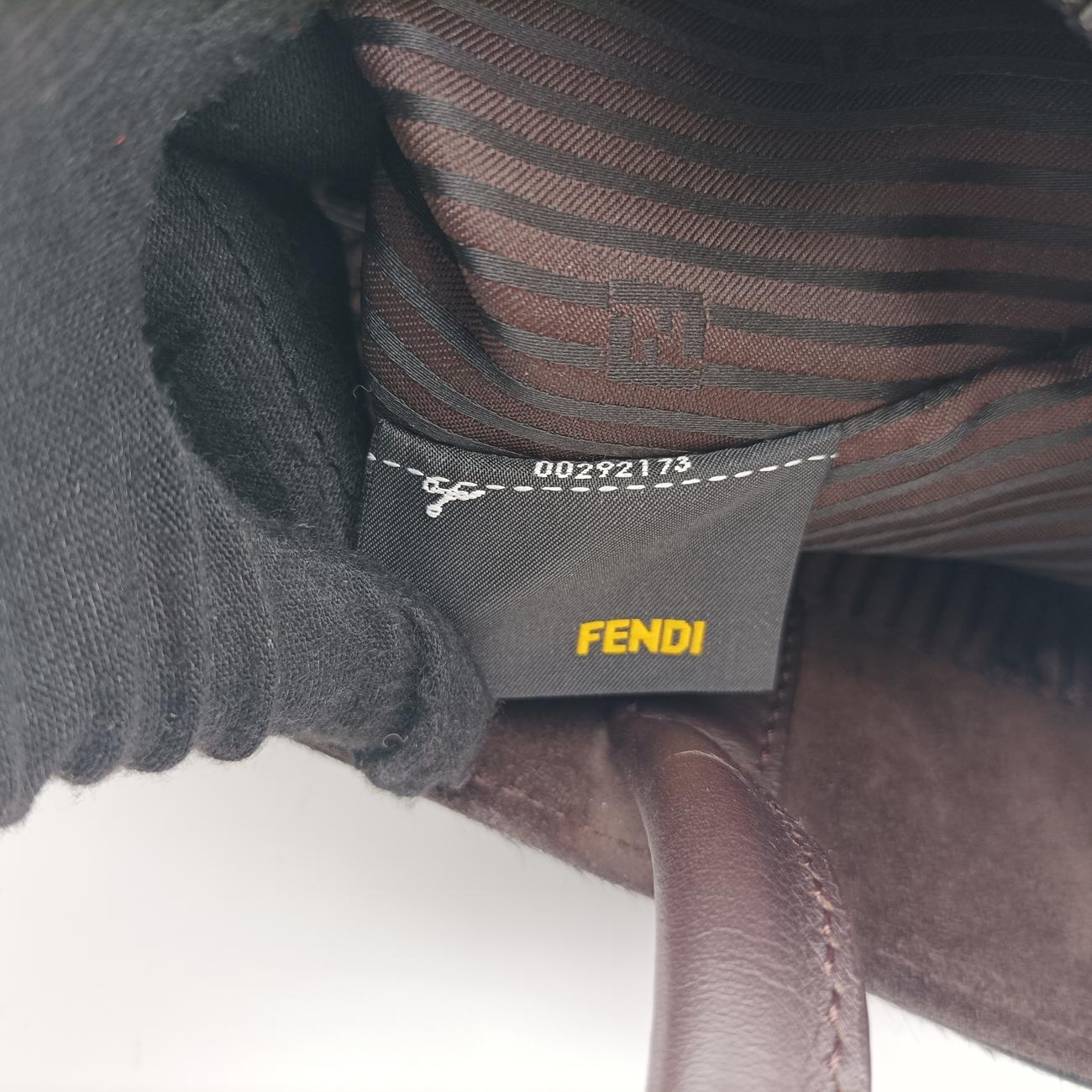 Pre-owned Fendi 2 JOURS Black×Blue×Brown ponyhair 8BH250 shoulderbag | stylenewstar