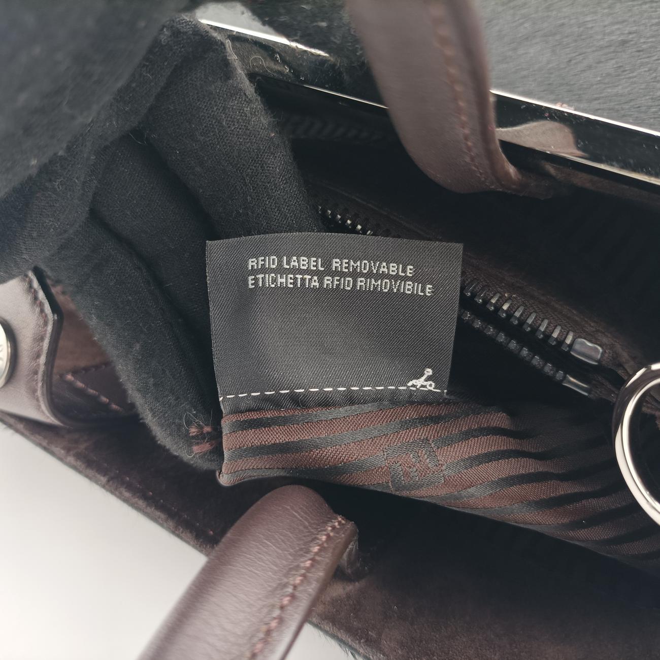 Pre-owned Fendi 2 JOURS Black×Blue×Brown ponyhair 8BH250 shoulderbag | stylenewstar