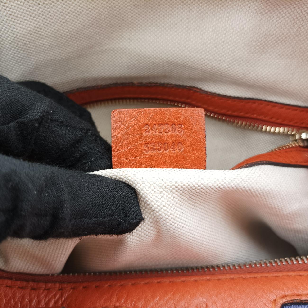 Pre-owned Gucci Sherry Line Orange x blue Leather 247205 shoulderbag | stylenewstar