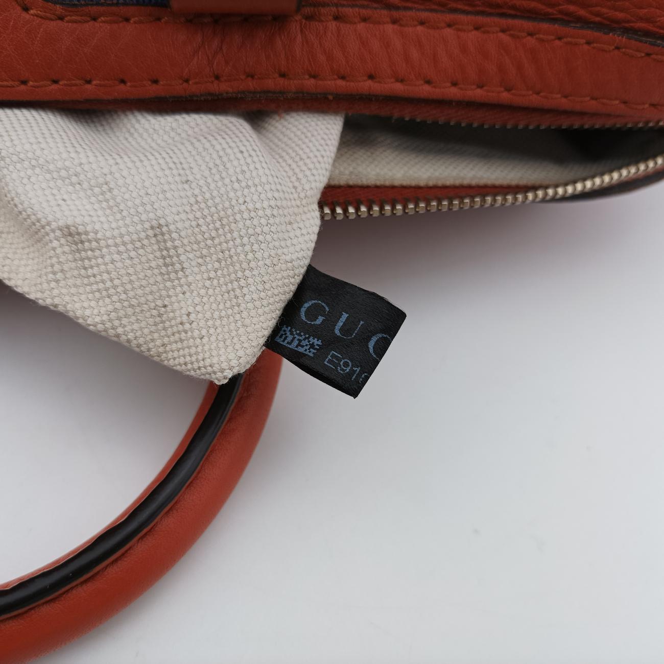 Pre-owned Gucci Sherry Line Orange x blue Leather 247205 shoulderbag | stylenewstar