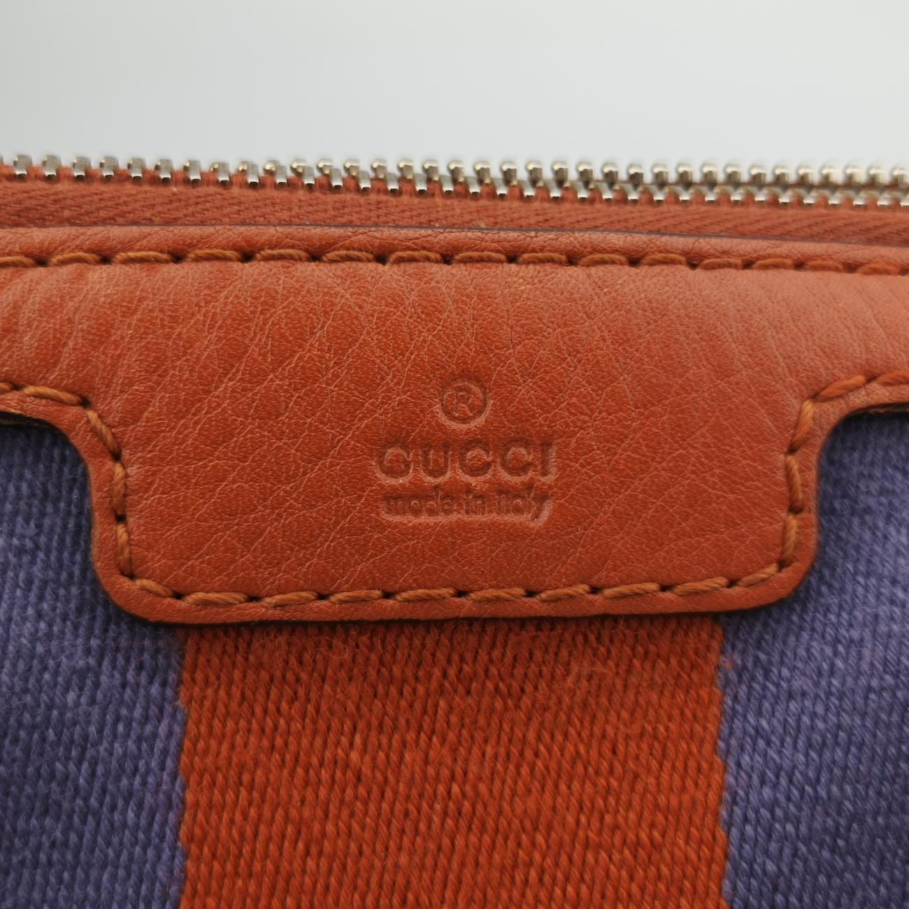 Pre-owned Gucci Sherry Line Orange x blue Leather 247205 shoulderbag | stylenewstar