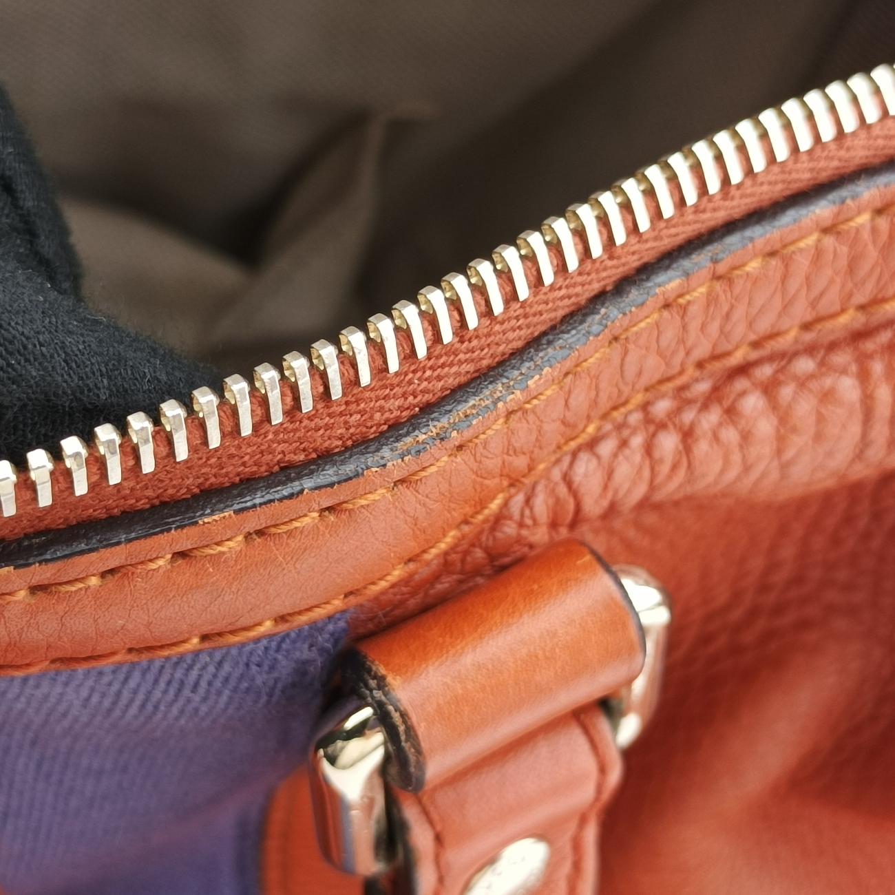 Pre-owned Gucci Sherry Line Orange x blue Leather 247205 shoulderbag | stylenewstar