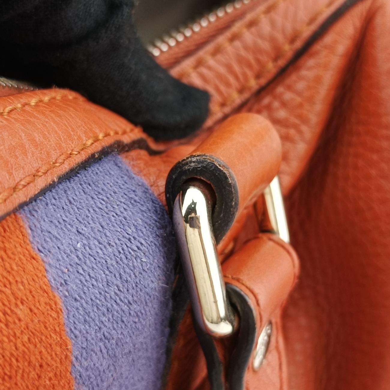 Pre-owned Gucci Sherry Line Orange x blue Leather 247205 shoulderbag | stylenewstar