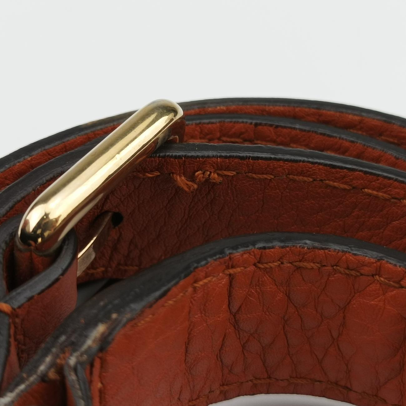 Pre-owned Gucci Sherry Line Orange x blue Leather 247205 shoulderbag | stylenewstar