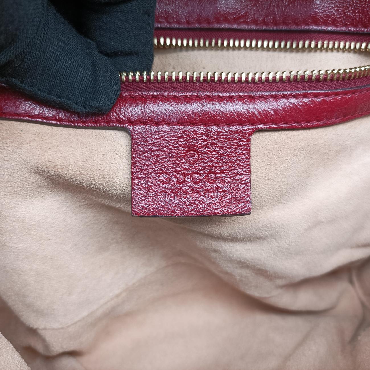 Pre-owned Gucci GG Marmont Beige×red canvas x leather 443497 shoulderbag | stylenewstar