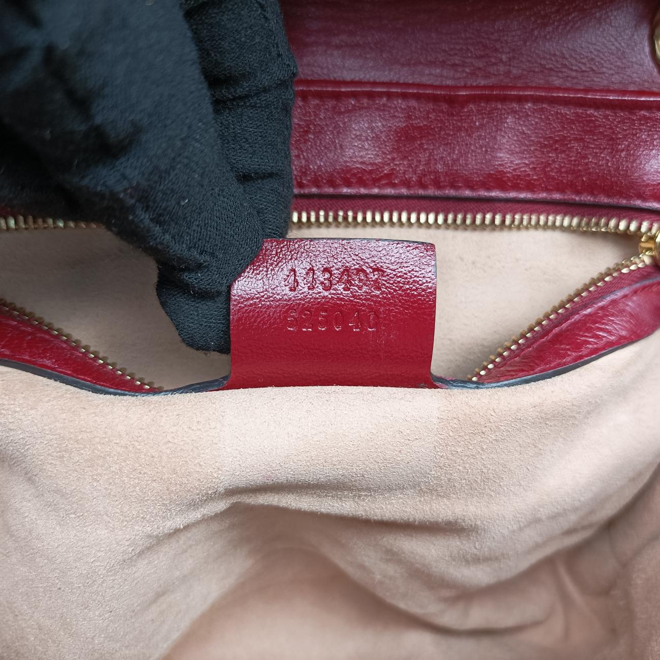 Pre-owned Gucci GG Marmont Beige×red canvas x leather 443497 shoulderbag | stylenewstar