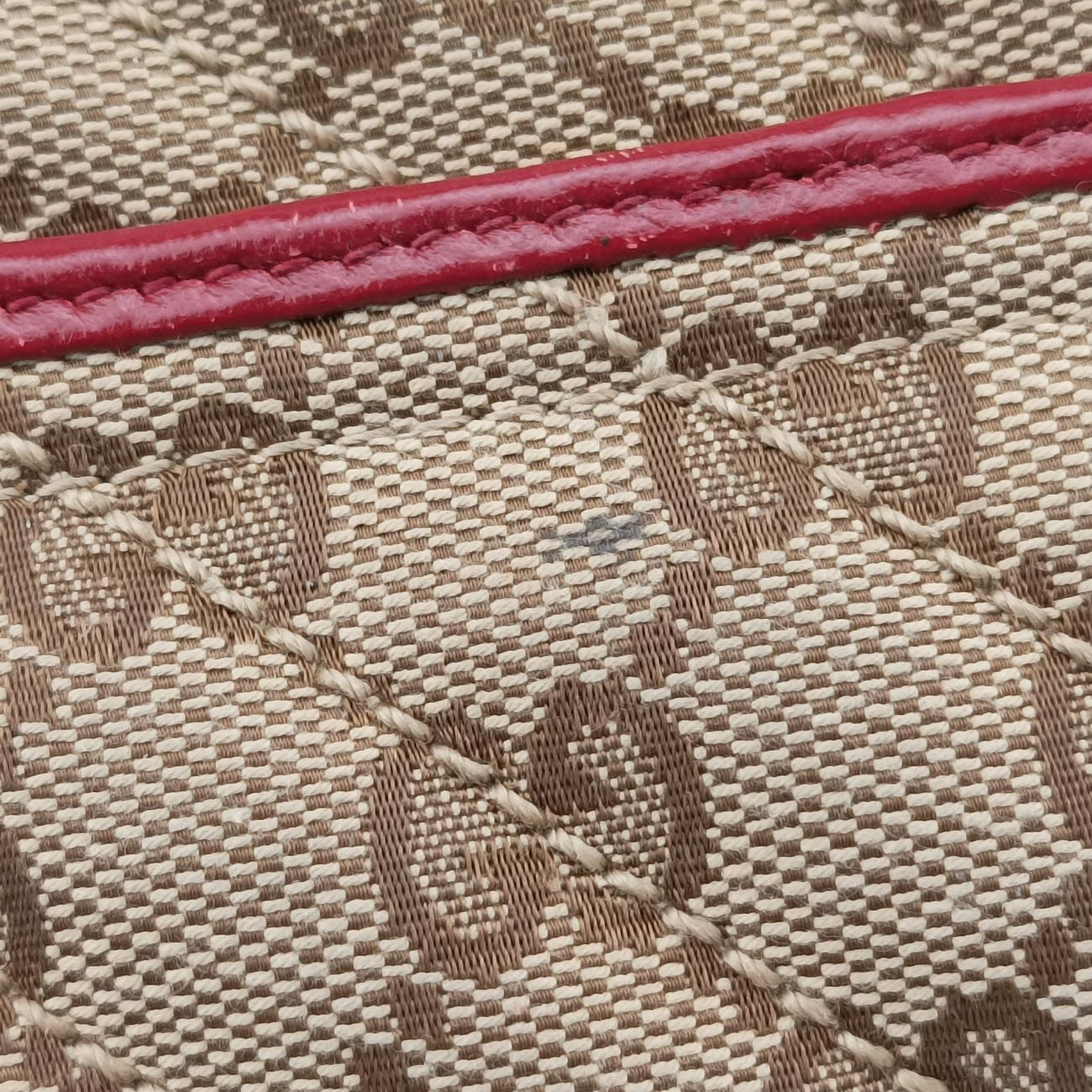 Pre-owned Gucci GG Marmont Beige×red canvas x leather 443497 shoulderbag | stylenewstar