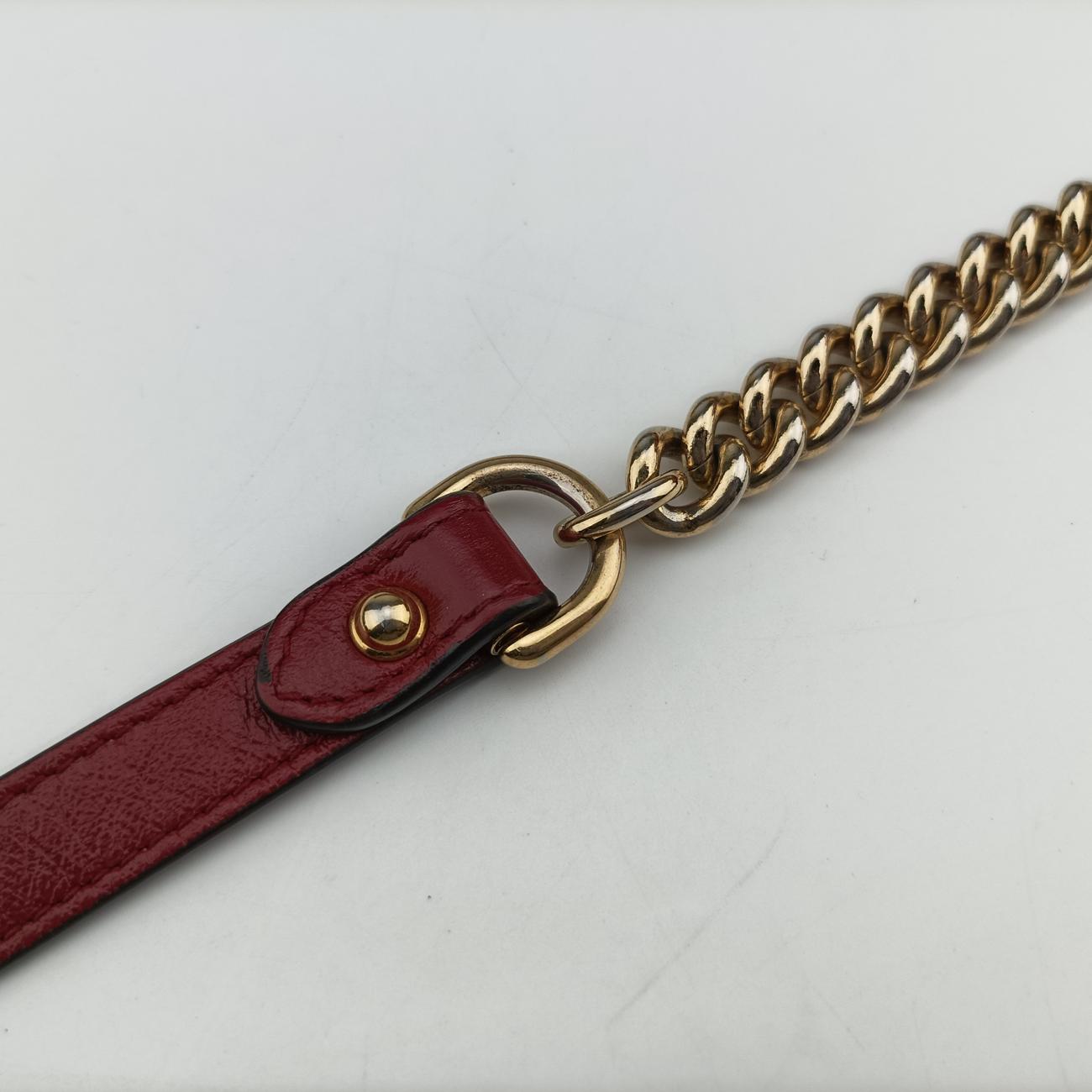 Pre-owned Gucci GG Marmont Beige×red canvas x leather 443497 shoulderbag | stylenewstar