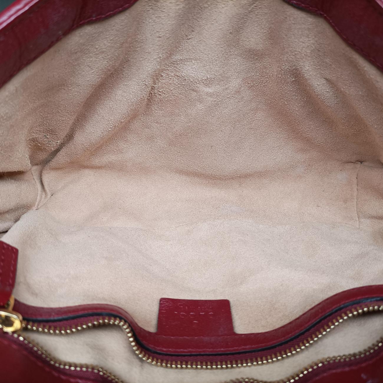 Pre-owned Gucci GG Marmont Beige×red canvas x leather 443497 shoulderbag | stylenewstar