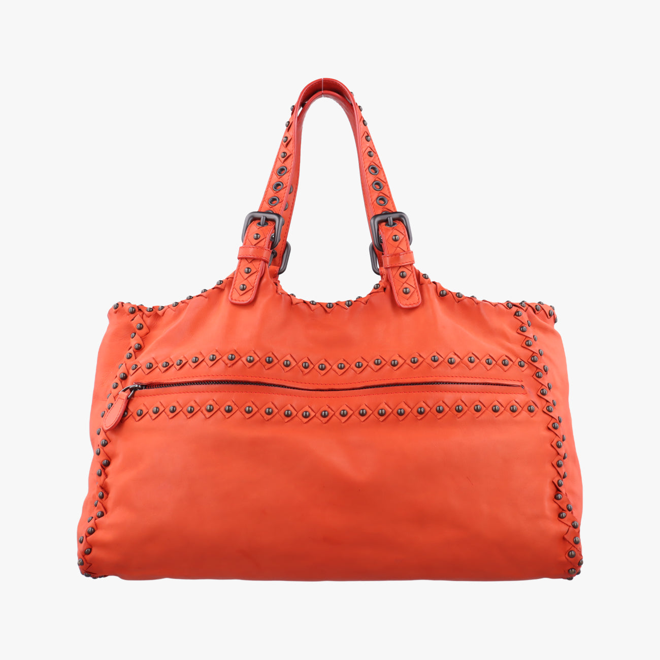 Vintage Bottega Veneta studs Orange lambskin  handbag | stylenewstar