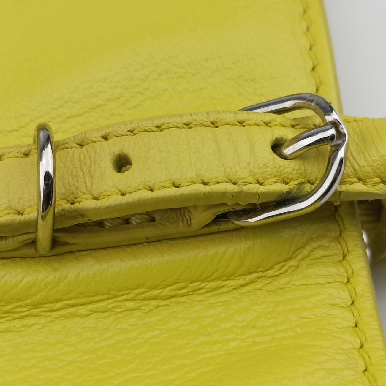 Pre-owned Balenciaga Paper A6 Zip Around Yellow Lambskin 370926 shoulderbag | stylenewstar