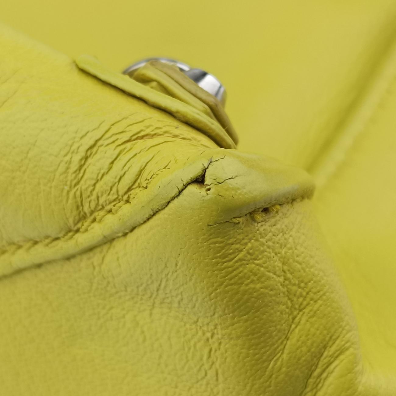 Pre-owned Balenciaga Paper A6 Zip Around Yellow Lambskin 370926 shoulderbag | stylenewstar