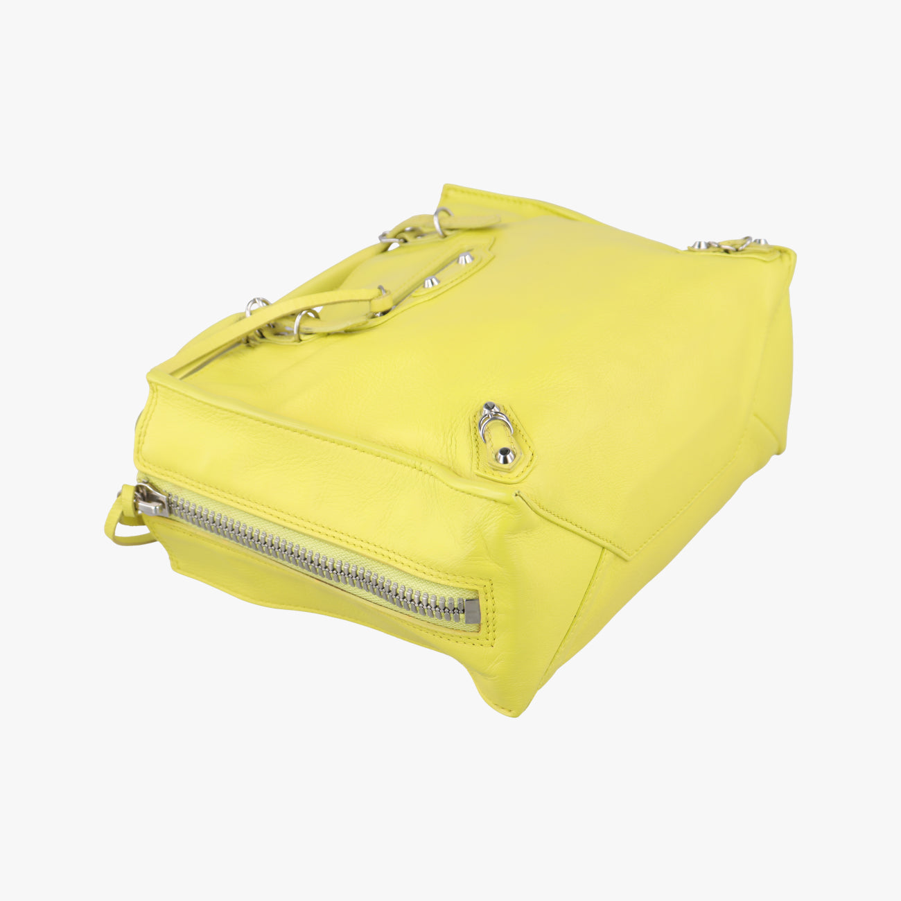 Pre-owned Balenciaga Paper A6 Zip Around Yellow Lambskin 370926 shoulderbag | stylenewstar
