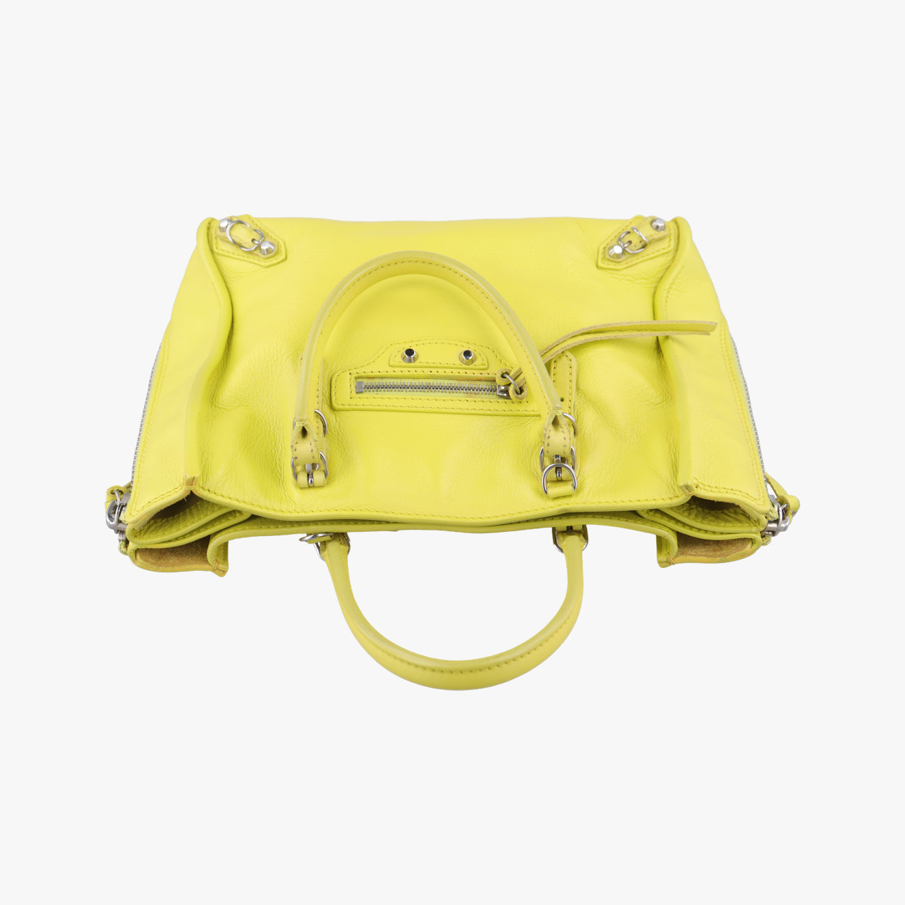 Pre-owned Balenciaga Paper A6 Zip Around Yellow Lambskin 370926 shoulderbag | stylenewstar
