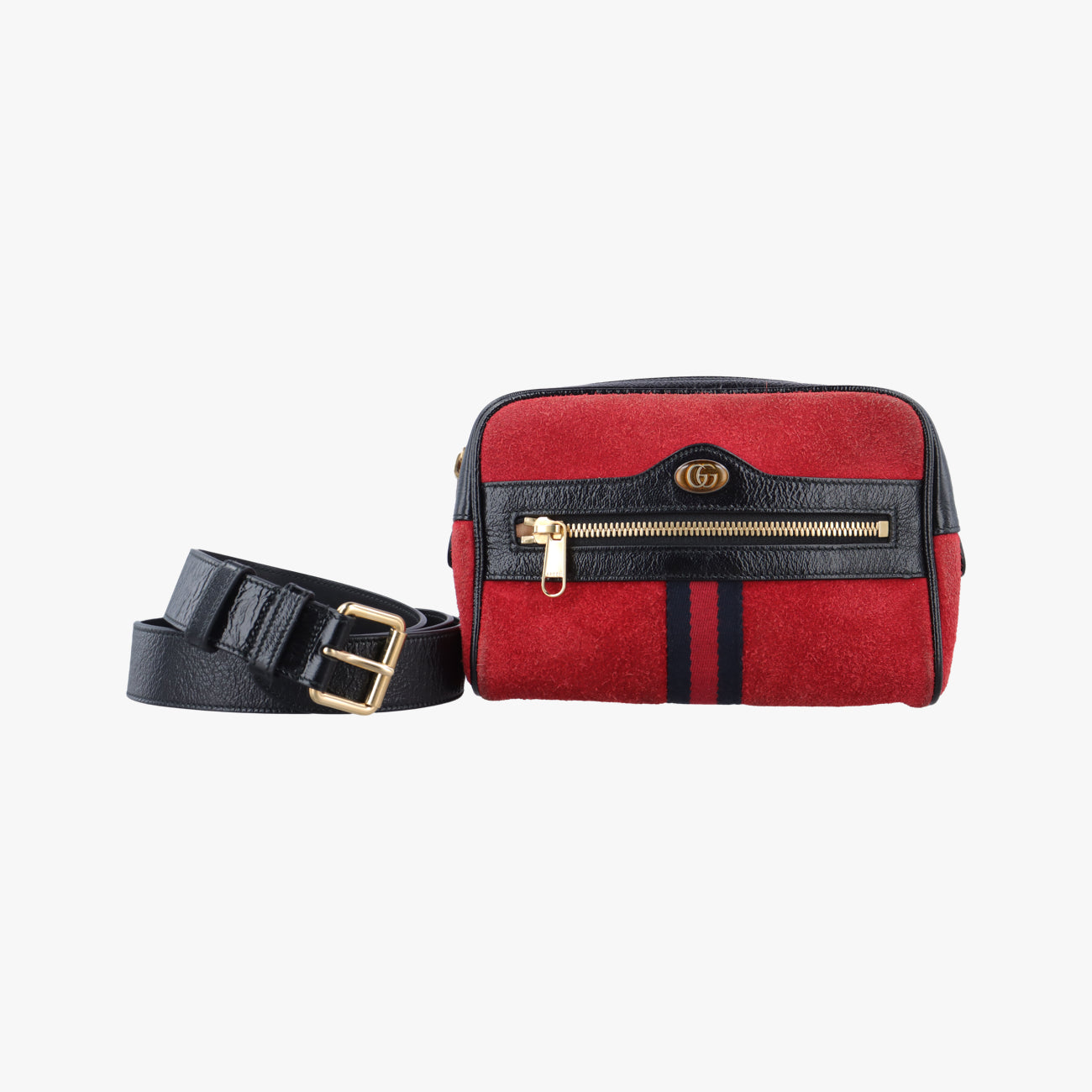 Pre-owned Gucci Ophidia Red×black Suedex leather 517076 bum bag/waist bag | stylenewstar