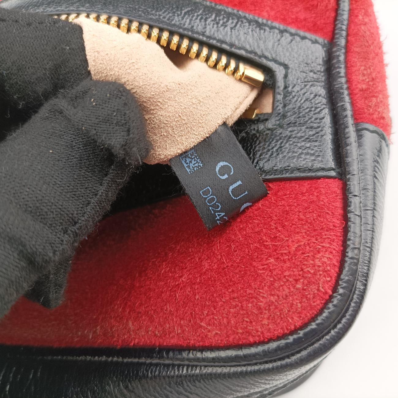 Pre-owned Gucci Ophidia Red×black Suedex leather 517076 bum bag/waist bag | stylenewstar