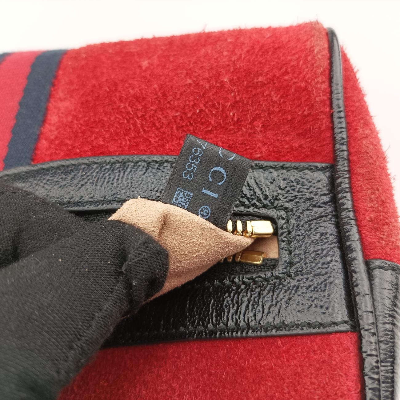 Pre-owned Gucci Ophidia Red×black Suedex leather 517076 bum bag/waist bag | stylenewstar