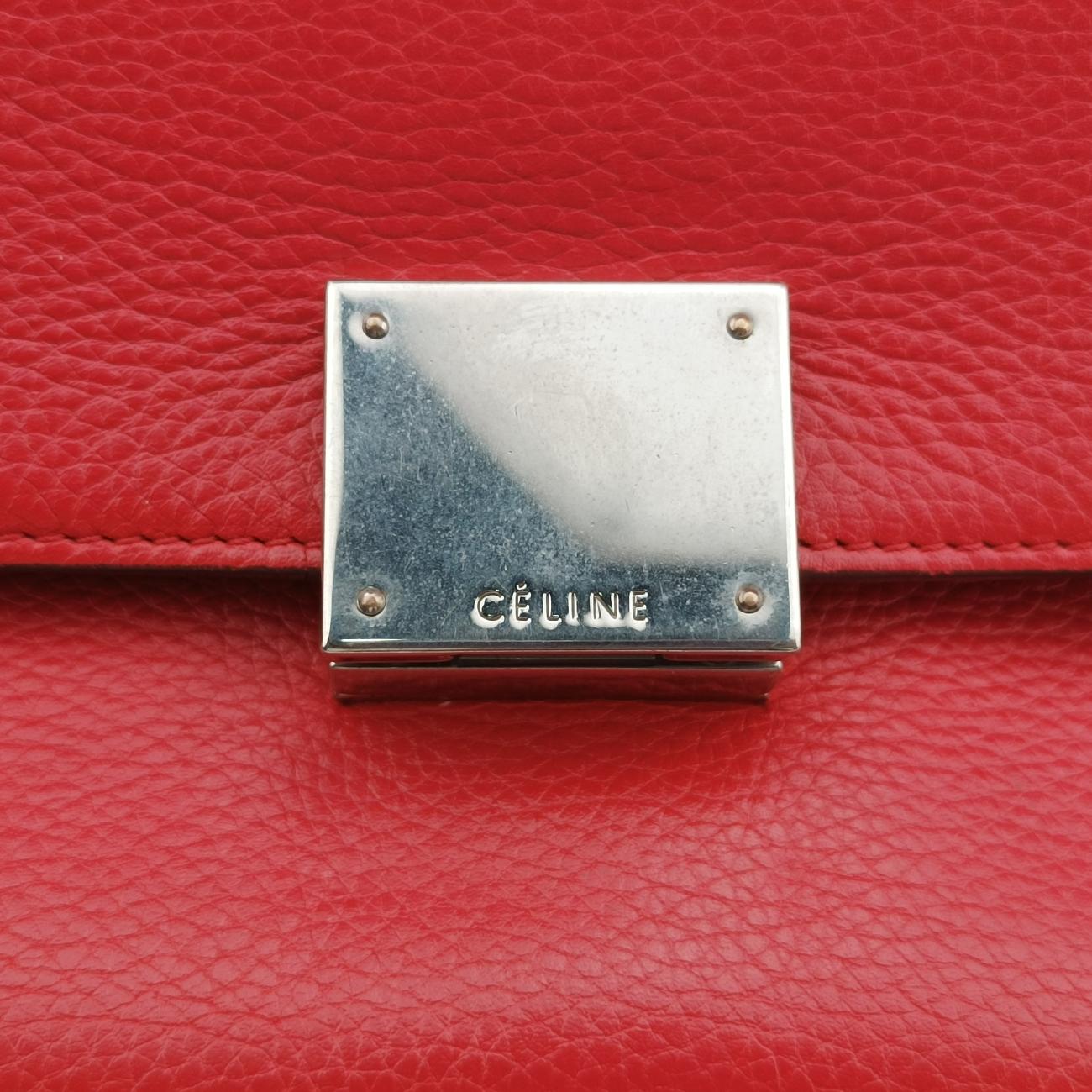 Pre-owned Celine Trapèze Red Leather × suede  shoulderbag | stylenewstar