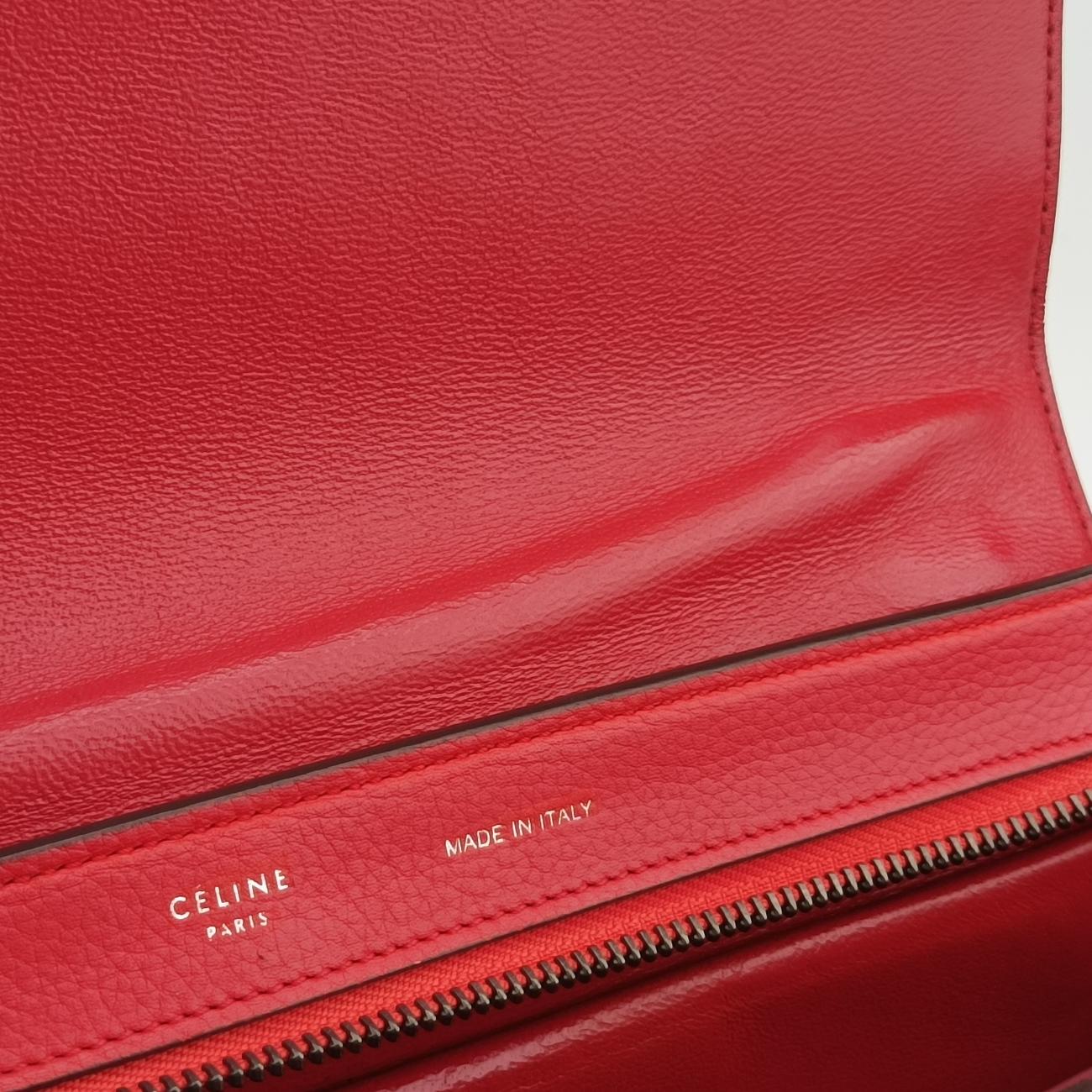 Pre-owned Celine Trapèze Red Leather × suede  shoulderbag | stylenewstar