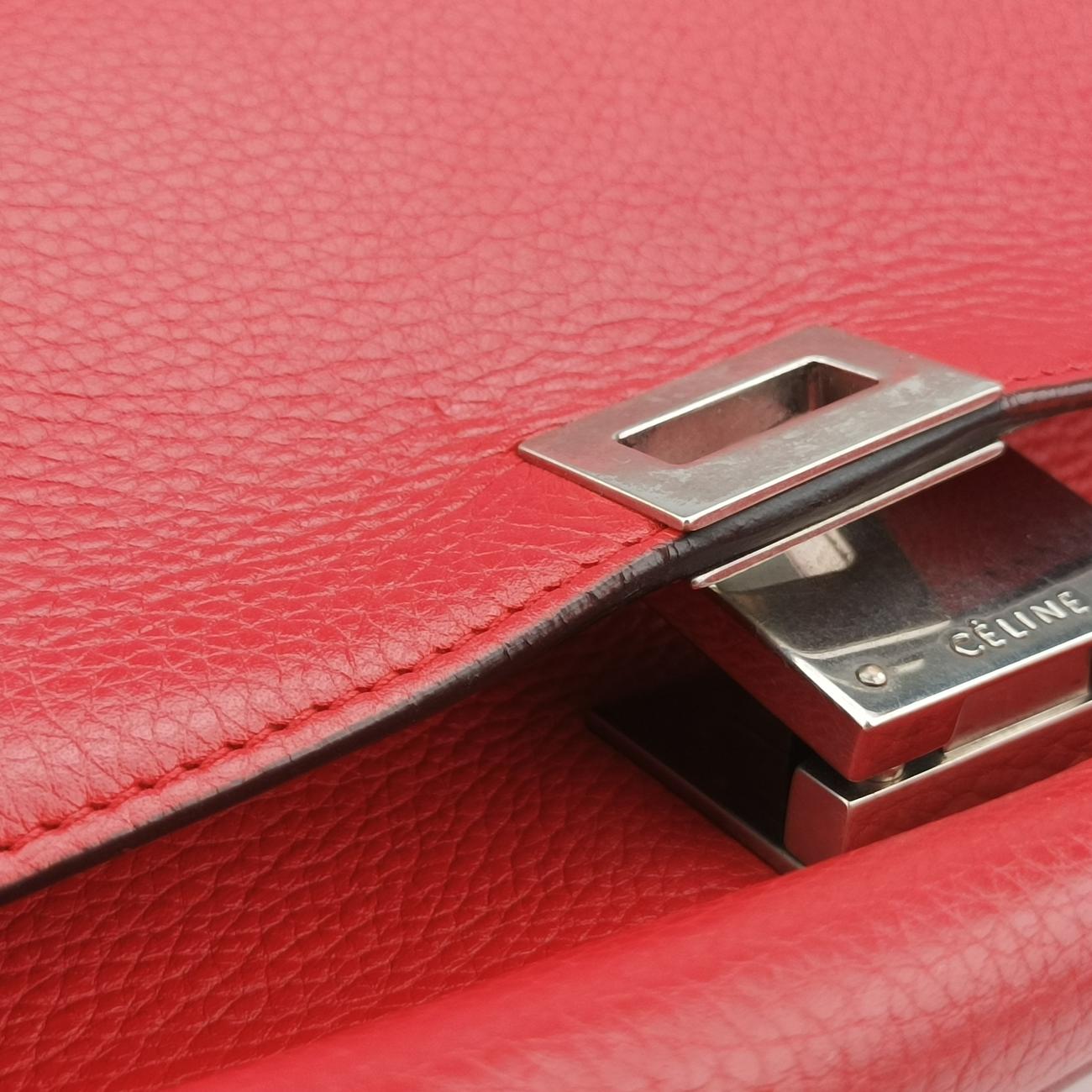 Pre-owned Celine Trapèze Red Leather × suede  shoulderbag | stylenewstar