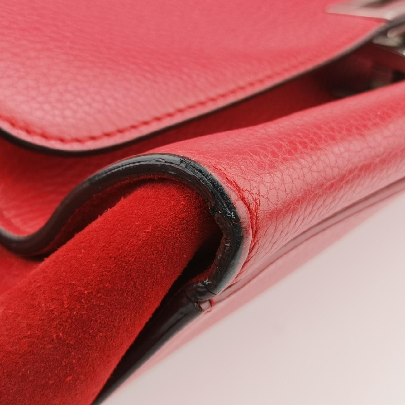Pre-owned Celine Trapèze Red Leather × suede  shoulderbag | stylenewstar