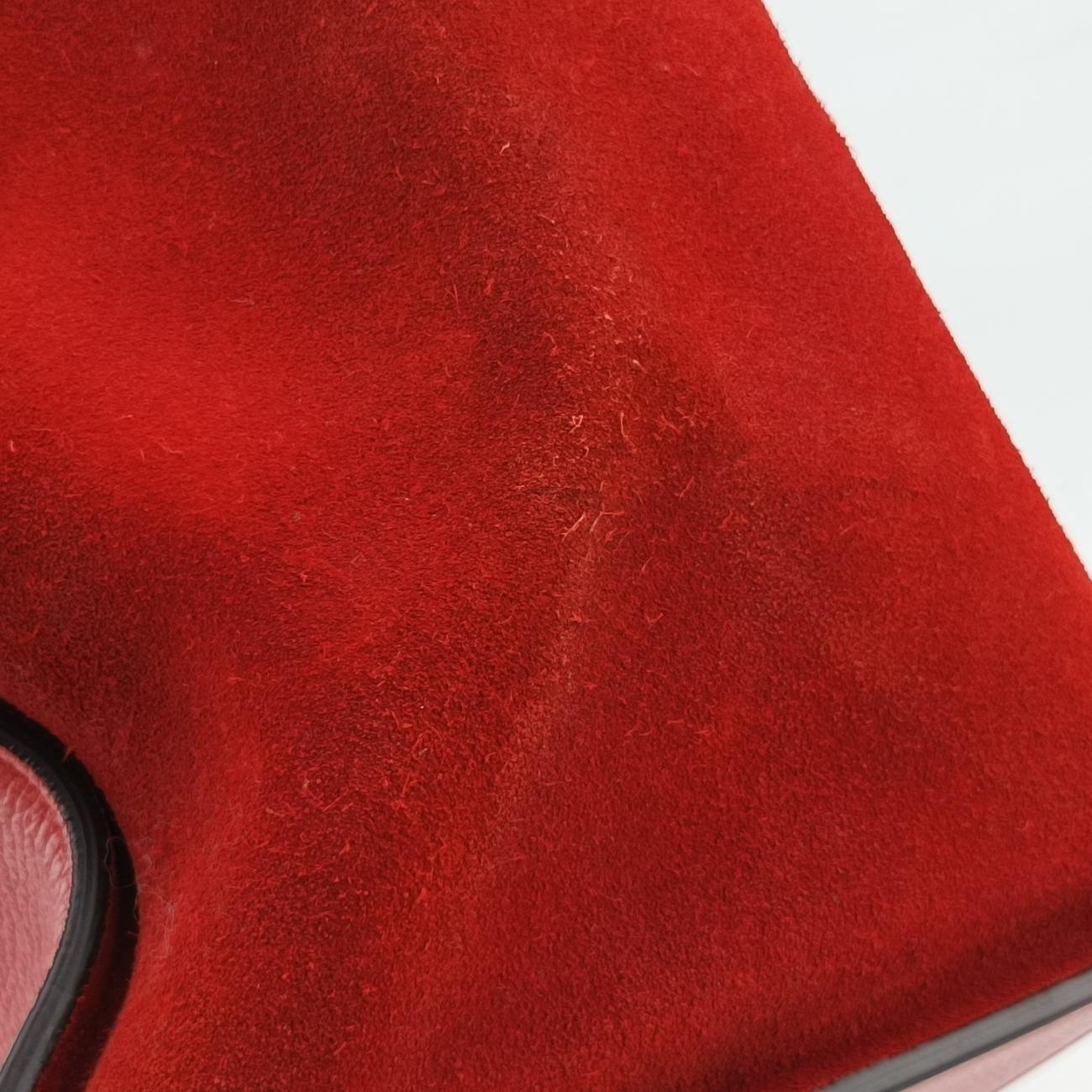 Pre-owned Celine Trapèze Red Leather × suede  shoulderbag | stylenewstar