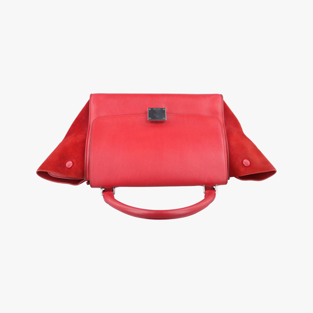 Pre-owned Celine Trapèze Red Leather × suede  shoulderbag | stylenewstar