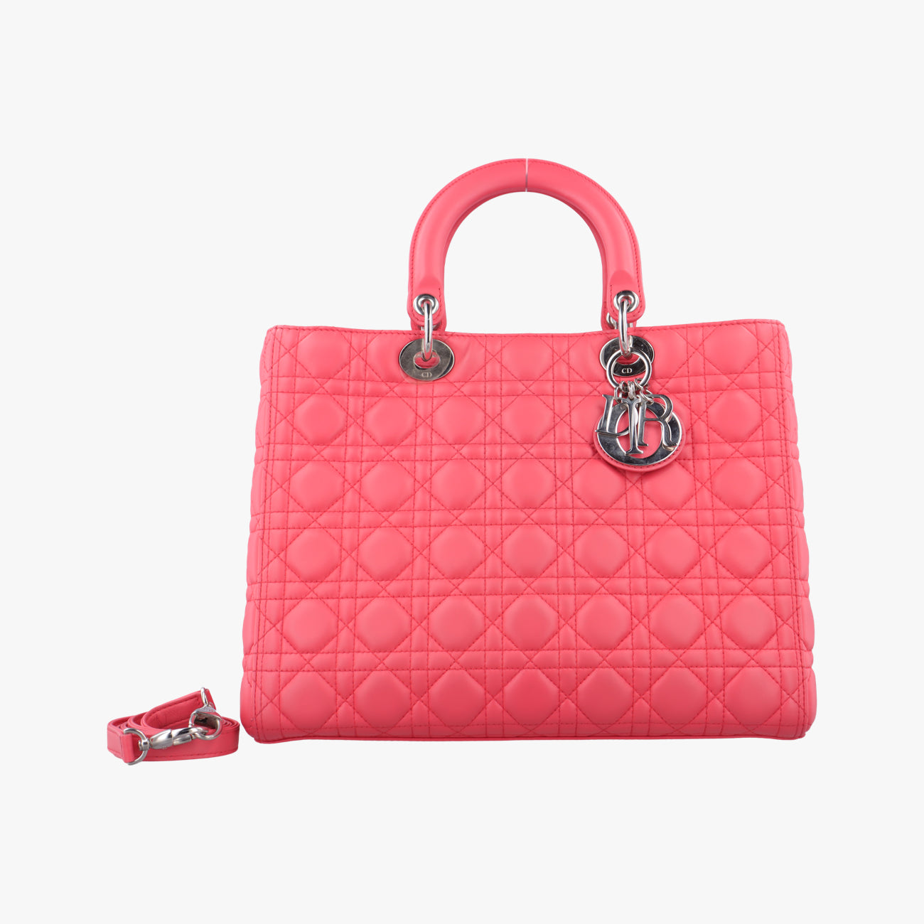 Pre-owned Christian Dior Lady Dior Pink lambskin  shoulderbag | stylenewstar