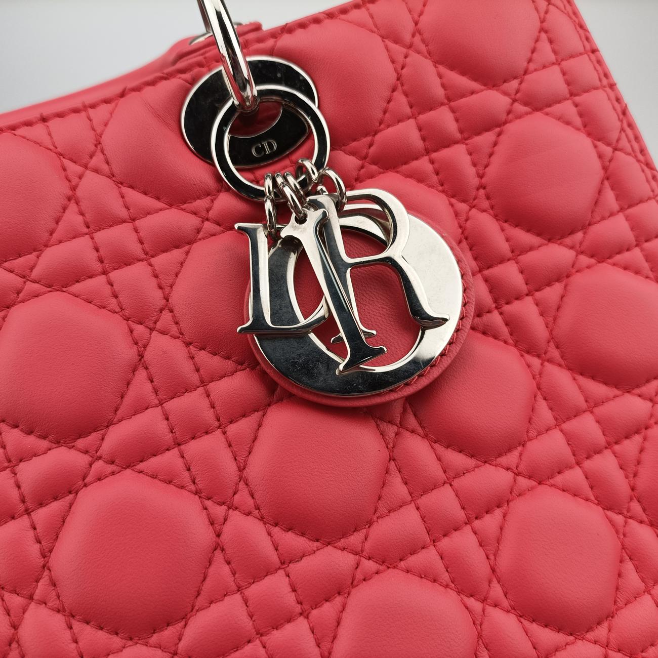 Pre-owned Christian Dior Lady Dior Pink lambskin  shoulderbag | stylenewstar